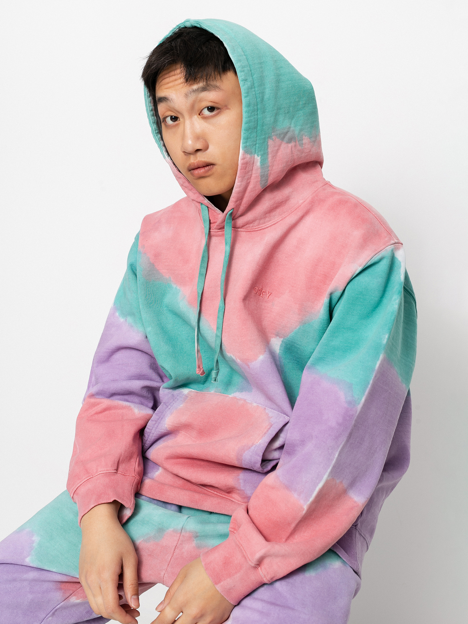 Bluza z kapturem OBEY Sustainable Tie Dye HD (purple nitro multi)