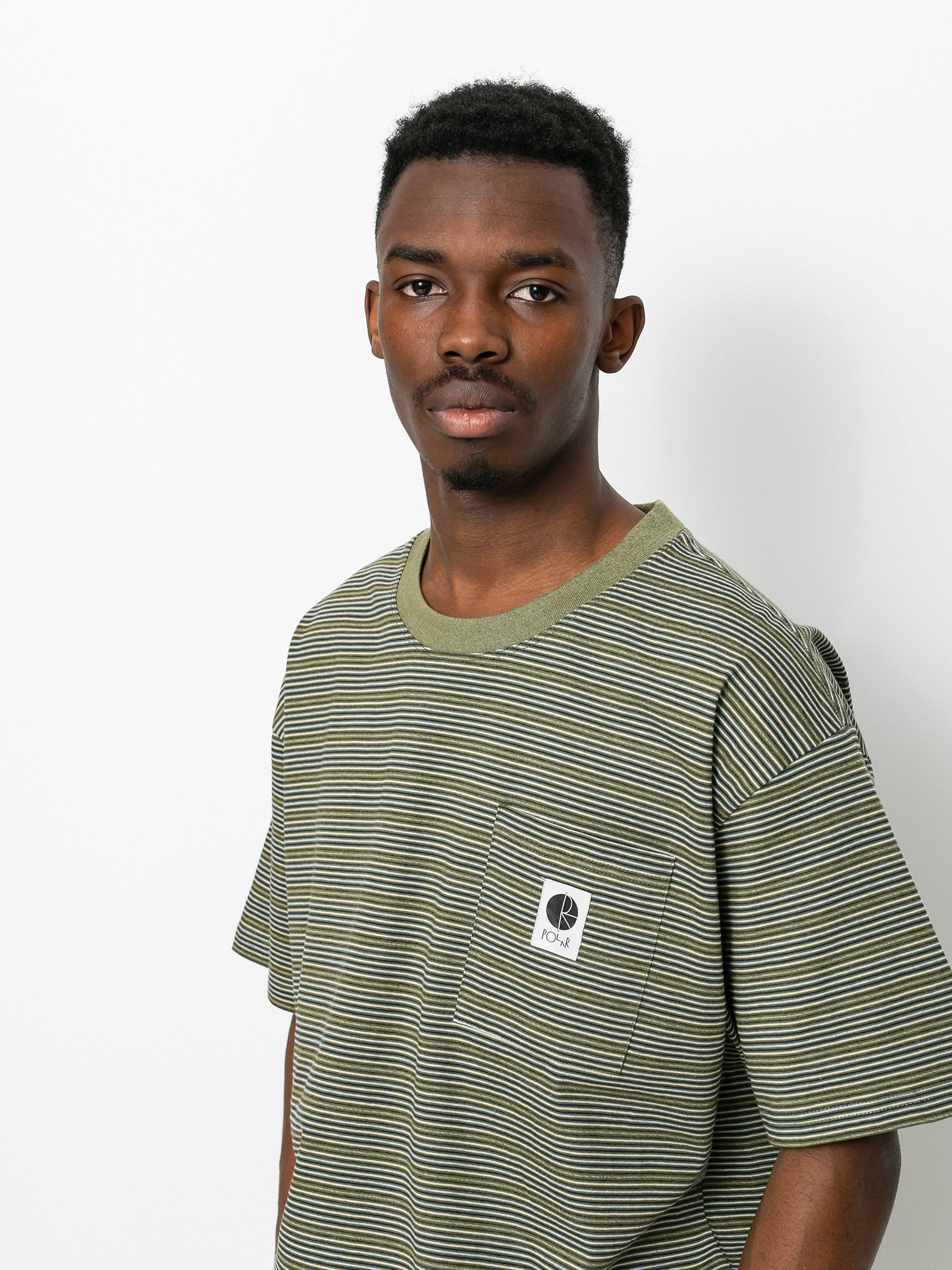 T-shirt Polar Skate Stripe Pocket (army green)