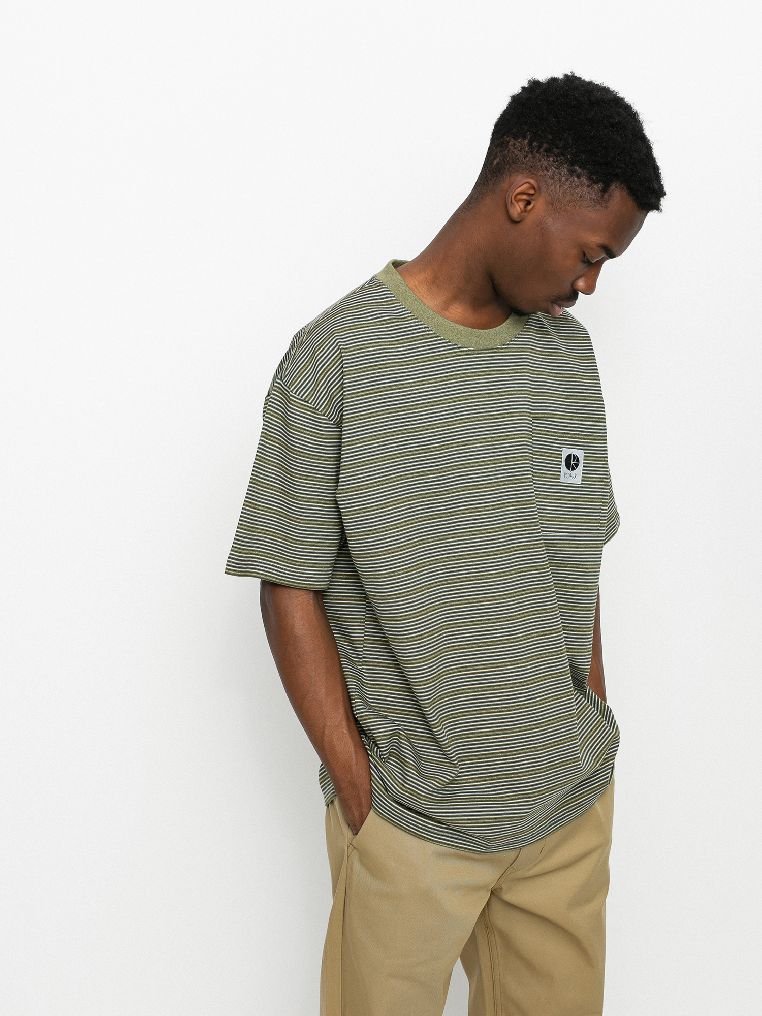 T-shirt Polar Skate Stripe Pocket (army green)