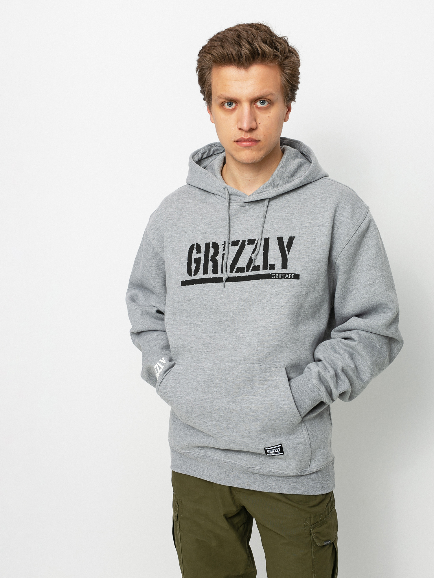Bluza z kapturem Grizzly Griptape OG Stamp HD (heather grey/black)