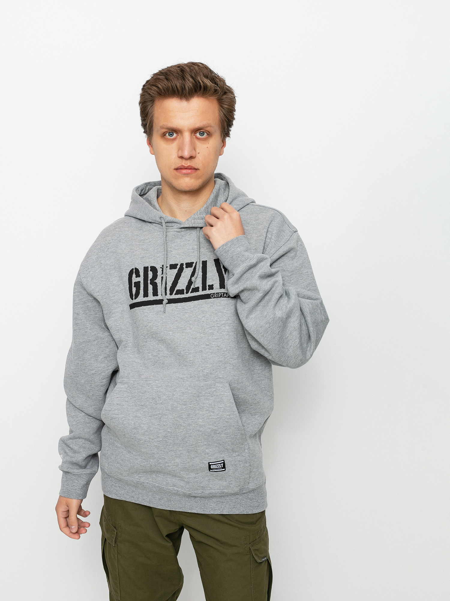 Bluza z kapturem Grizzly Griptape OG Stamp HD (heather grey/black)