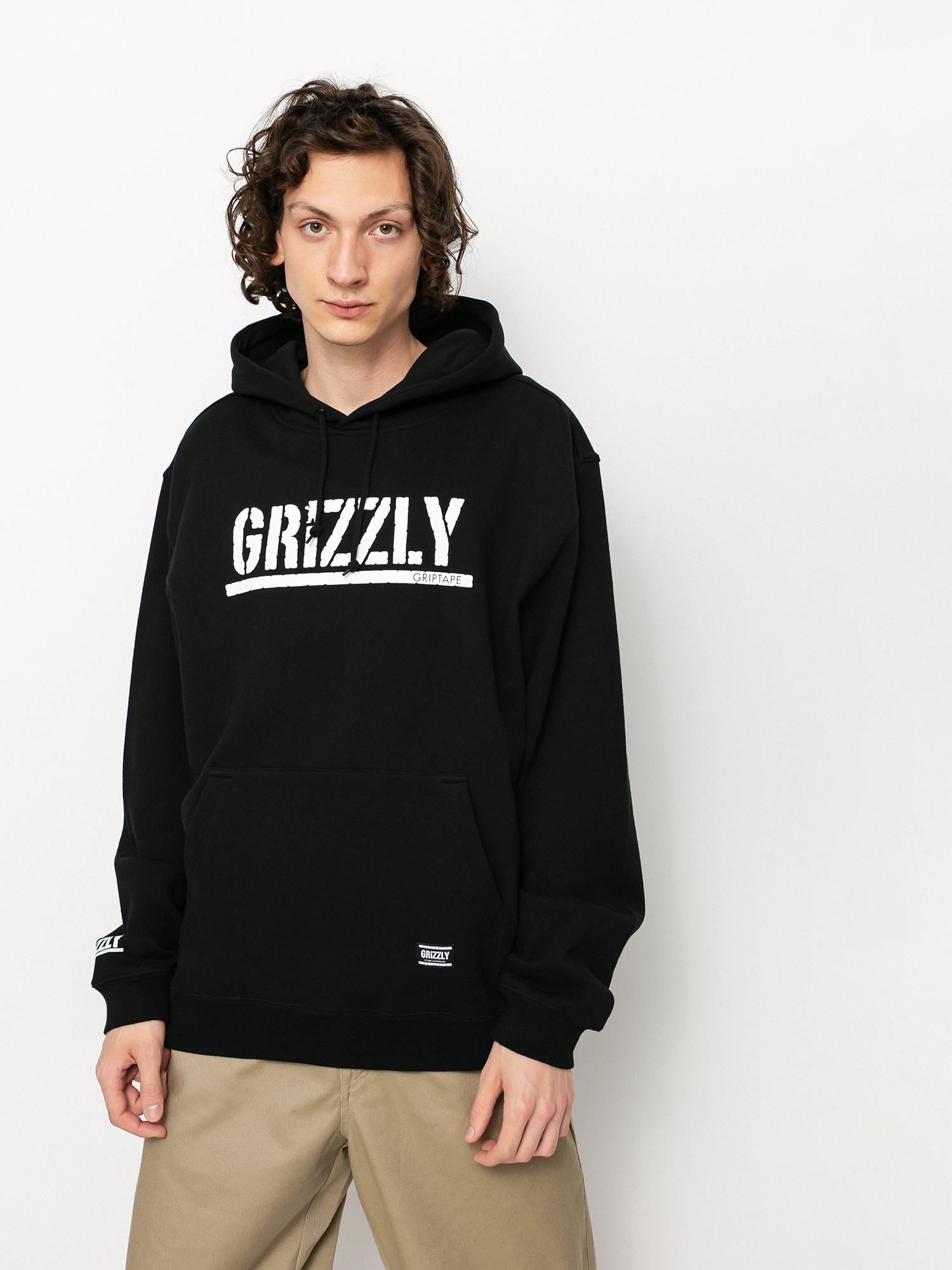Bluza z kapturem Grizzly Griptape OG Stamp HD (black/white)