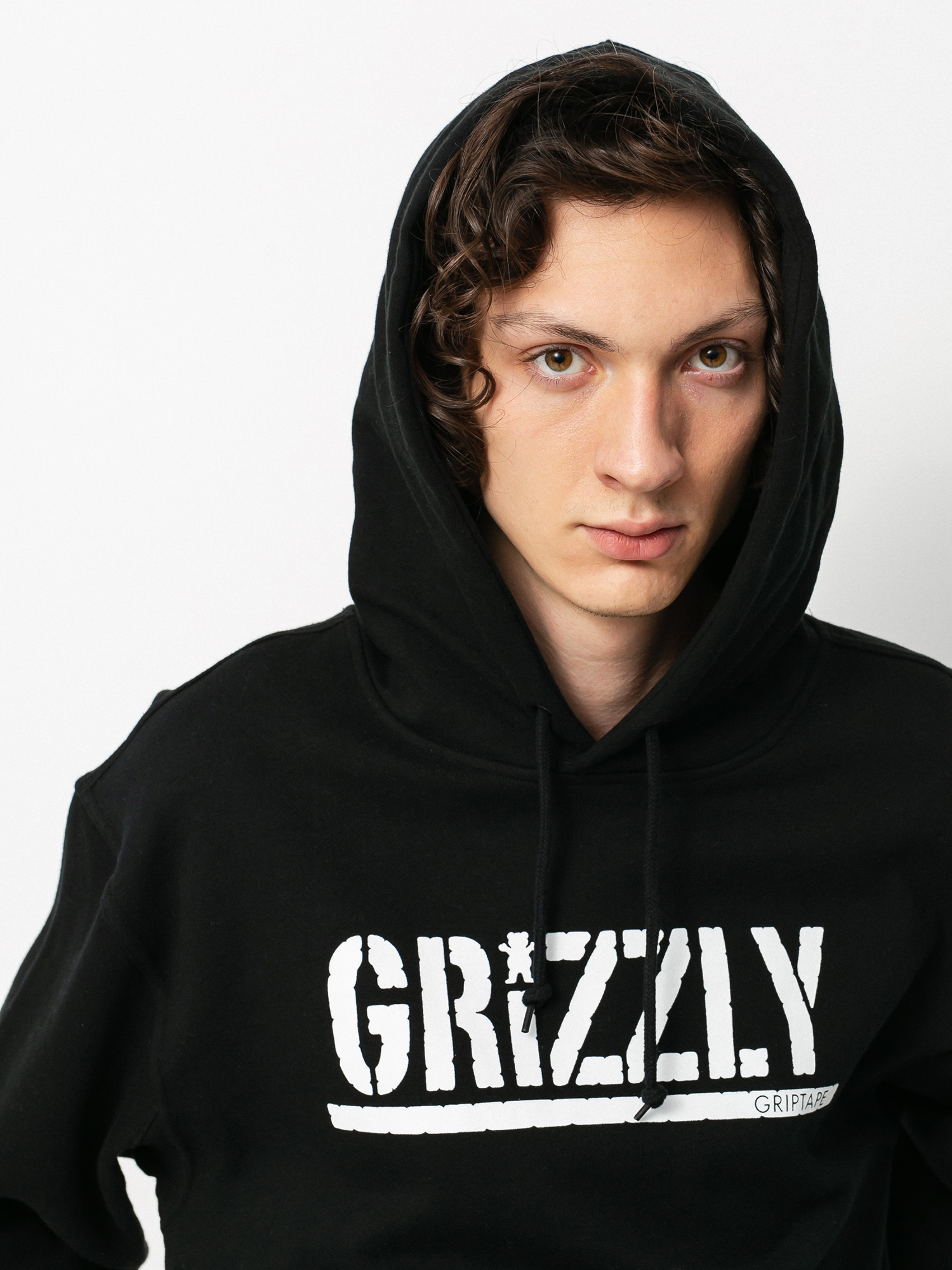 Bluza z kapturem Grizzly Griptape OG Stamp HD (black/white)