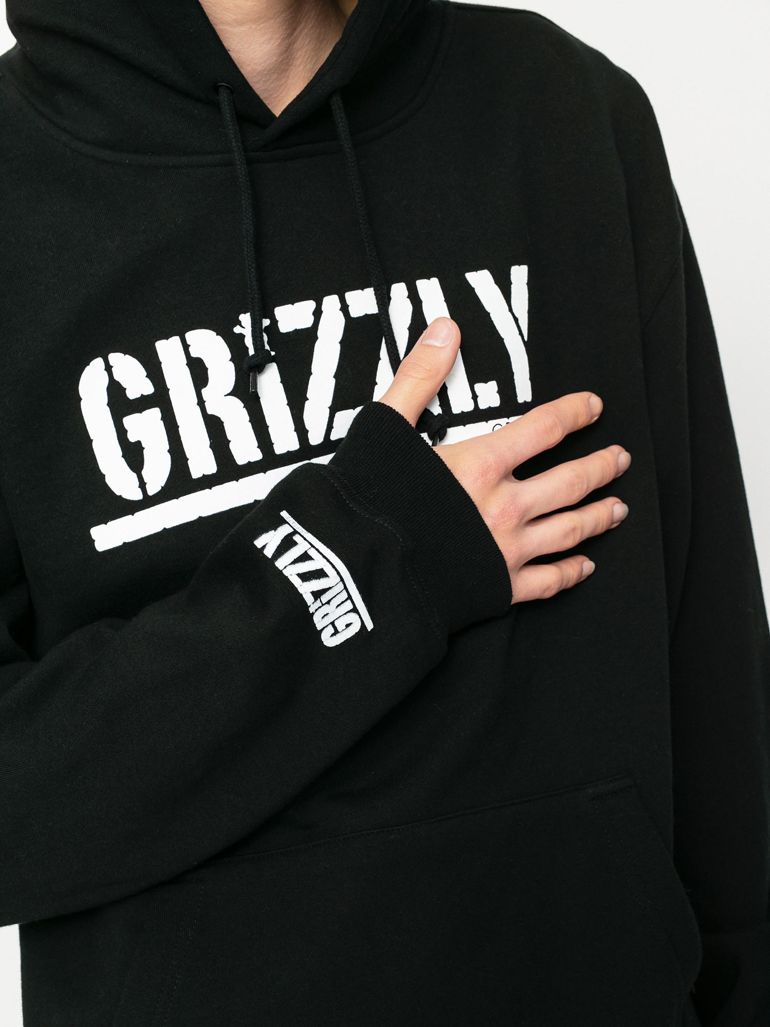 Bluza z kapturem Grizzly Griptape OG Stamp HD (black/white)