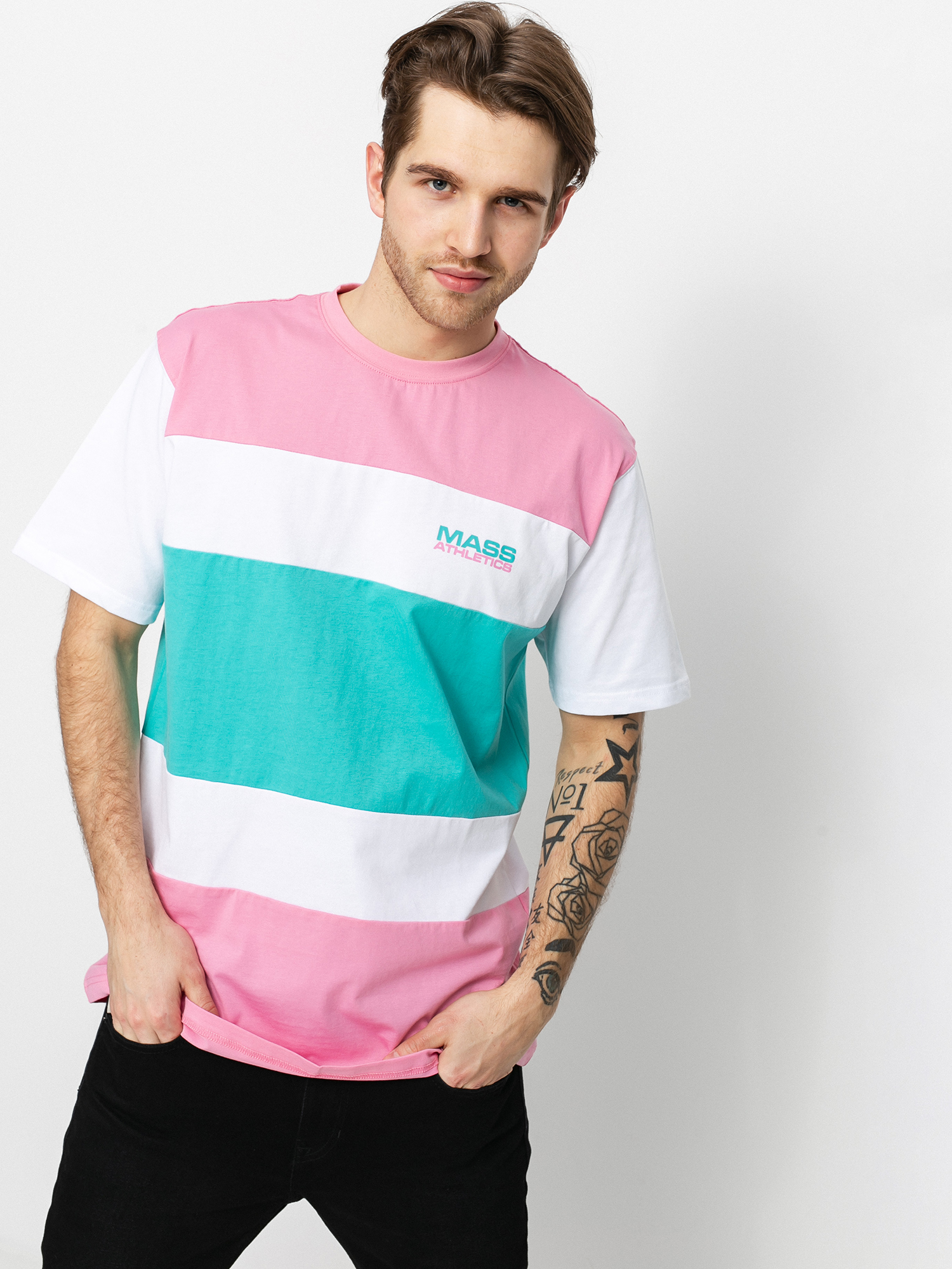 T-shirt MassDnm Layer (lt pink/turquoise)