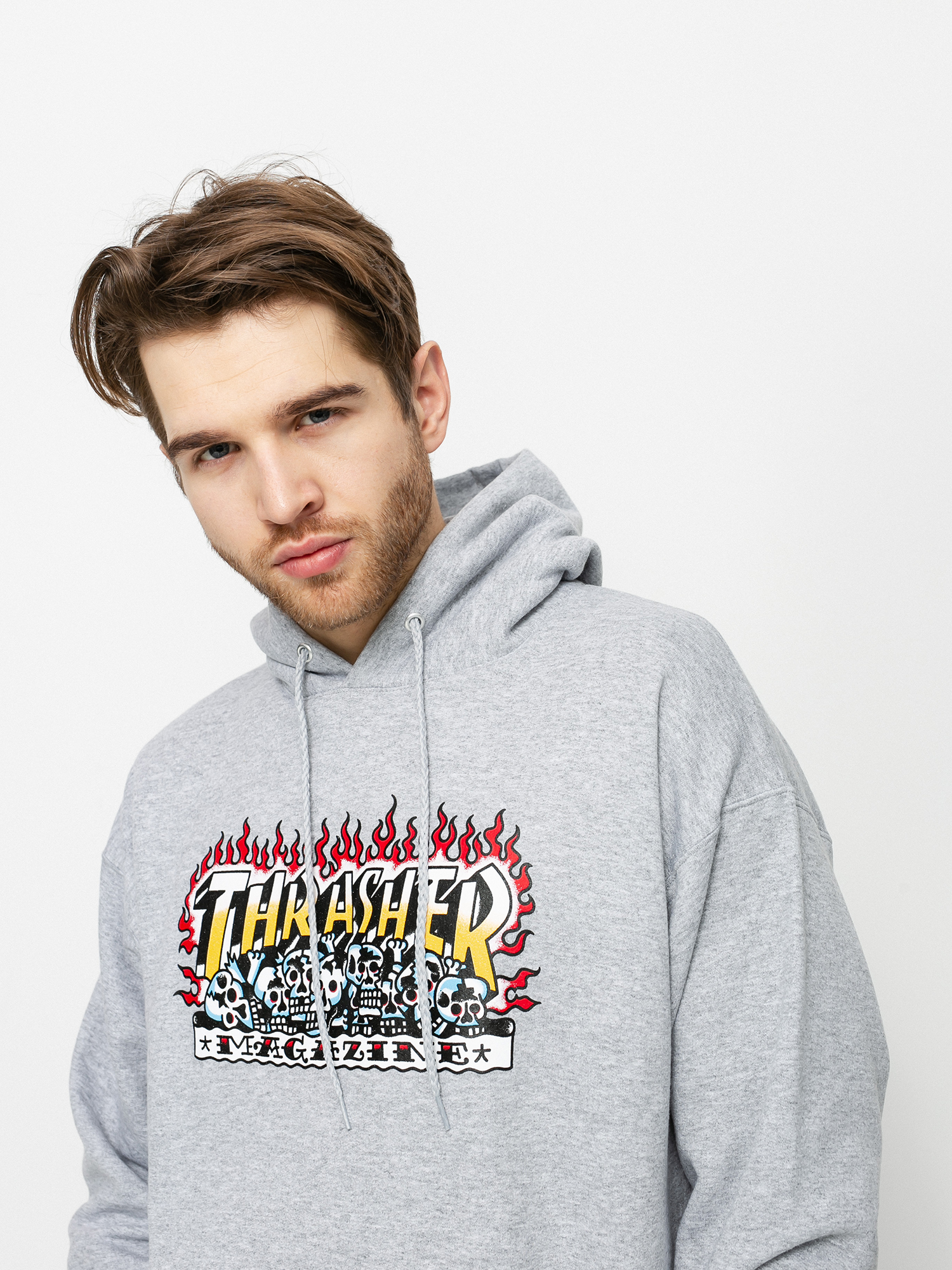 Bluza z kapturem Thrasher Krak Skulls HD (heather grey)