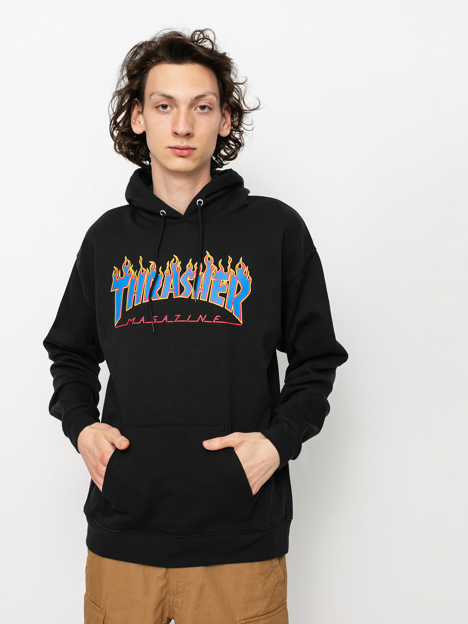 Bluza z kapturem Thrasher Flame HD (black/blue)