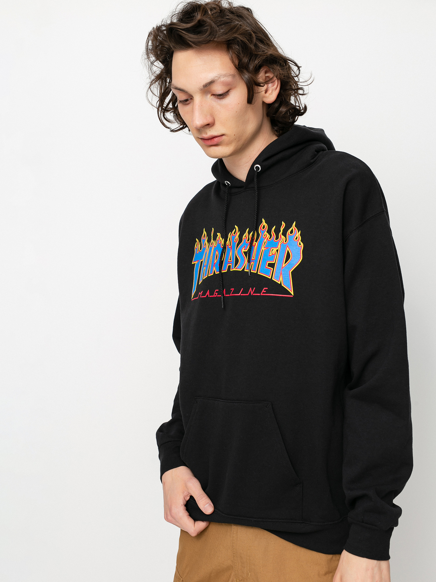 Bluza z kapturem Thrasher Flame HD (black/blue)