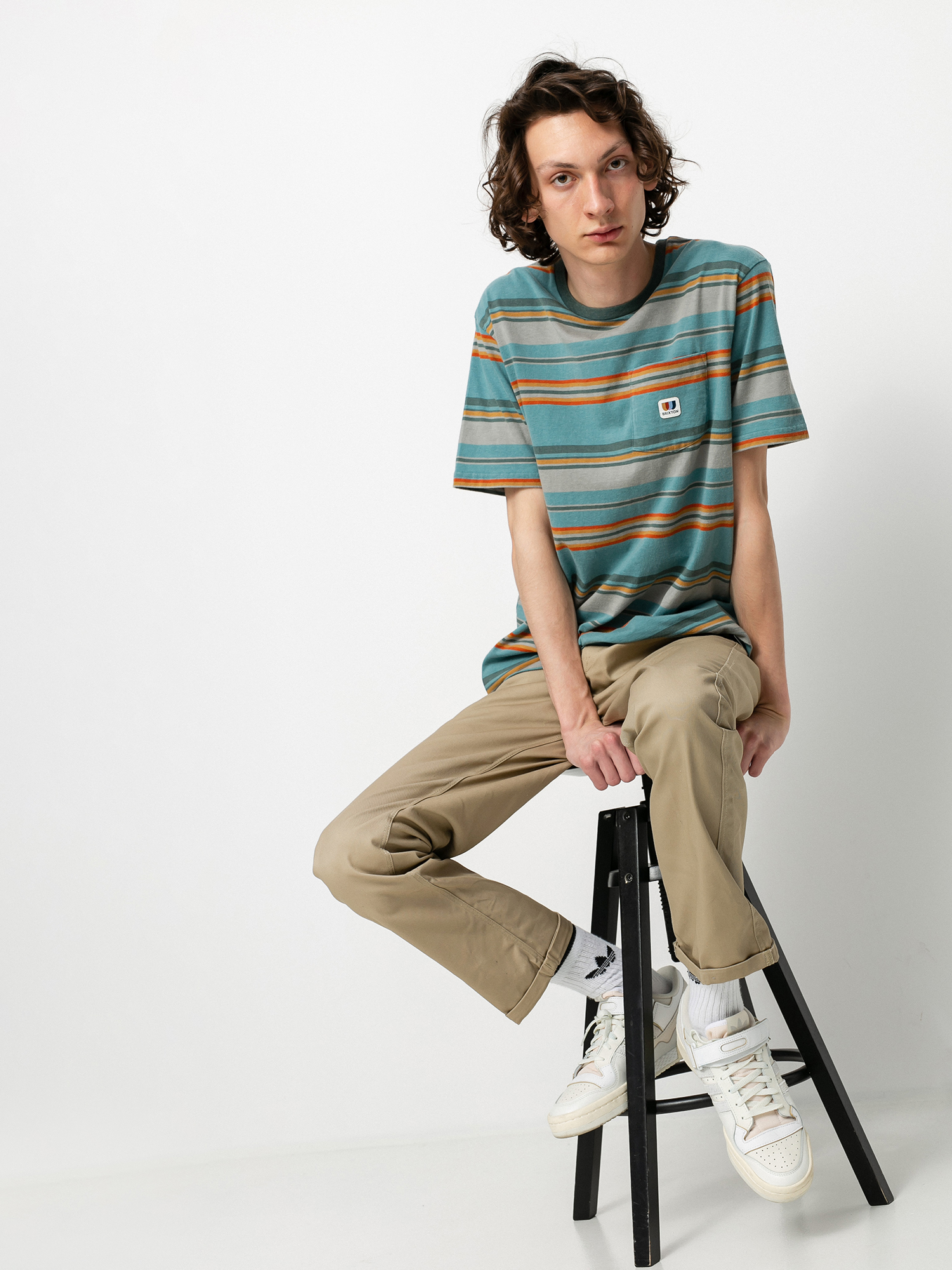T-shirt Brixton Hilt Alton Pkt Knit (aqua cloud wash)