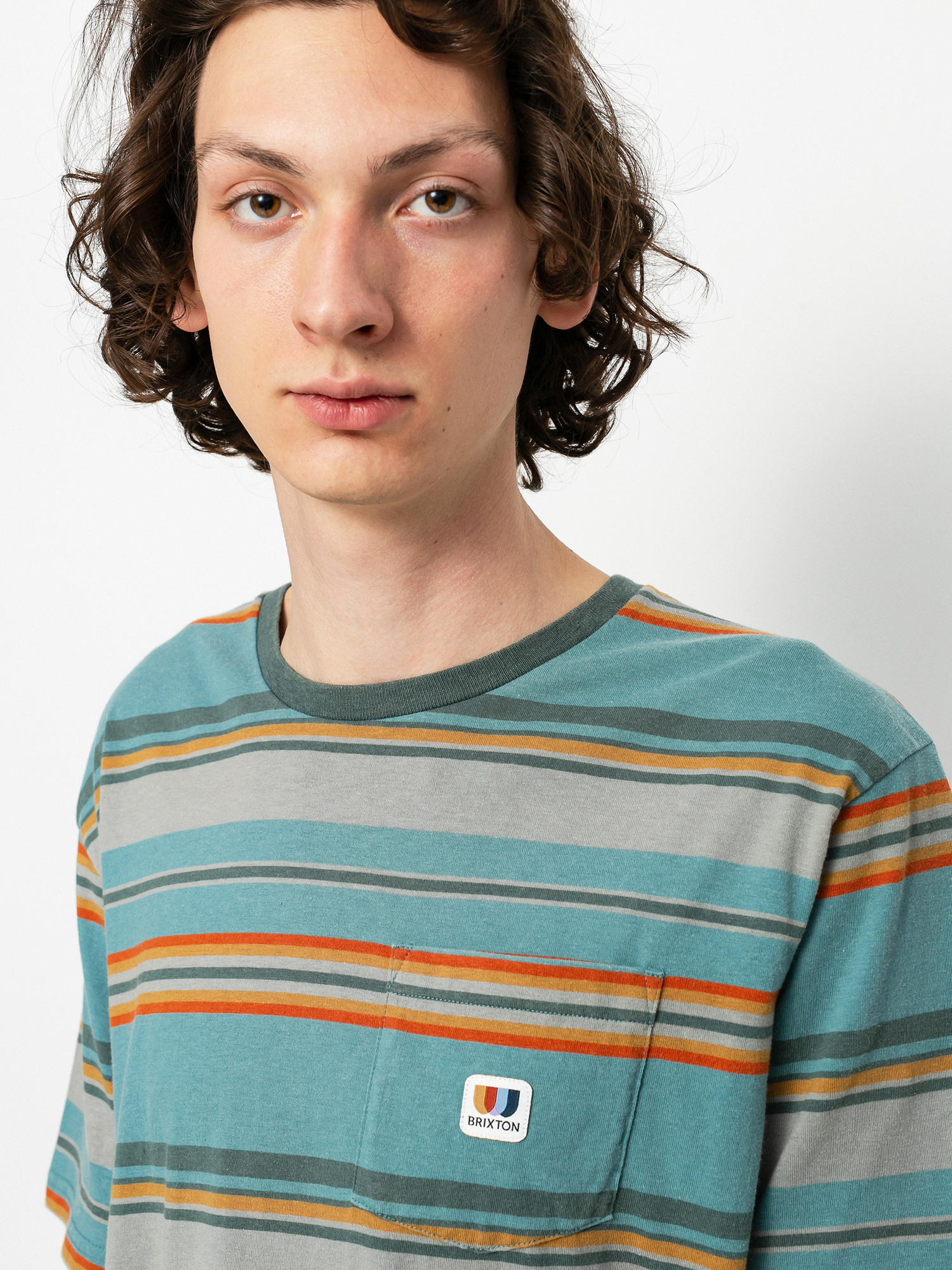 T-shirt Brixton Hilt Alton Pkt Knit (aqua cloud wash)