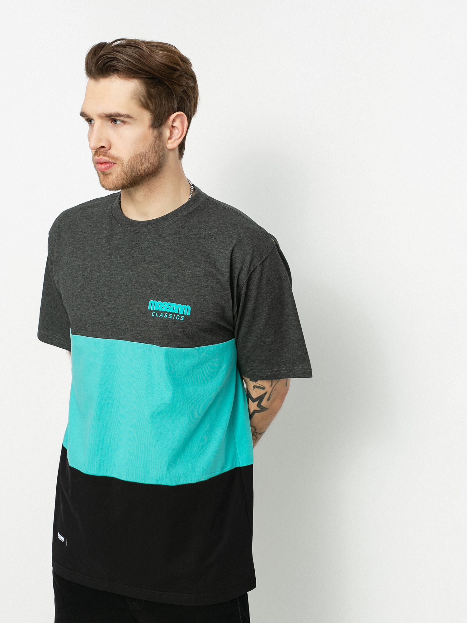T-shirt MassDnm Zone (dk heather/turquoise/black)