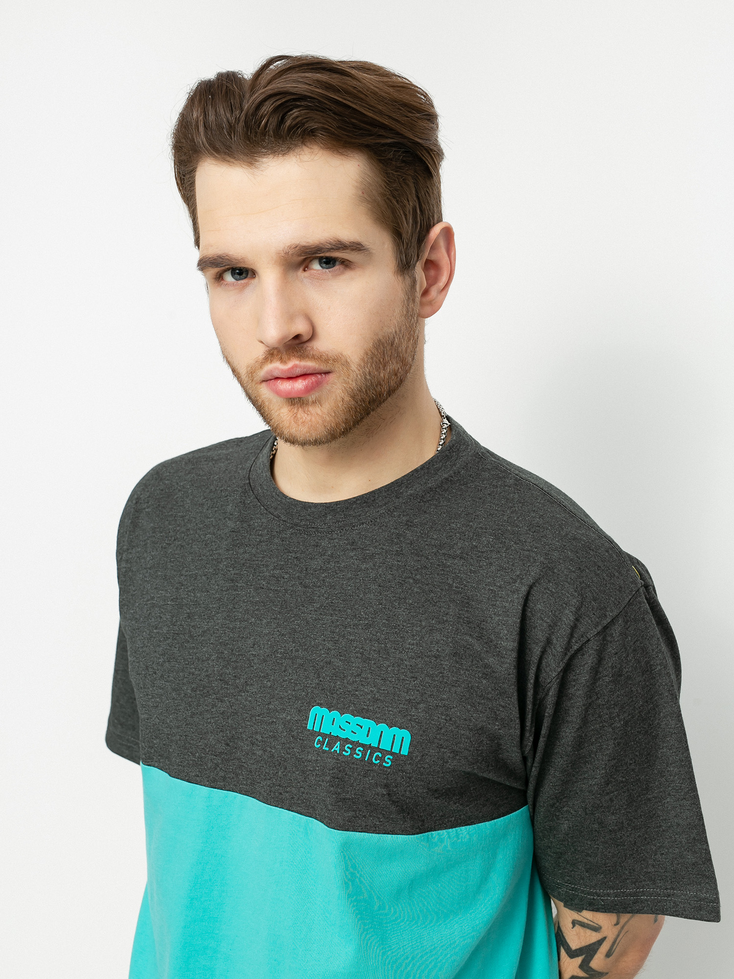 T-shirt MassDnm Zone (dk heather/turquoise/black)