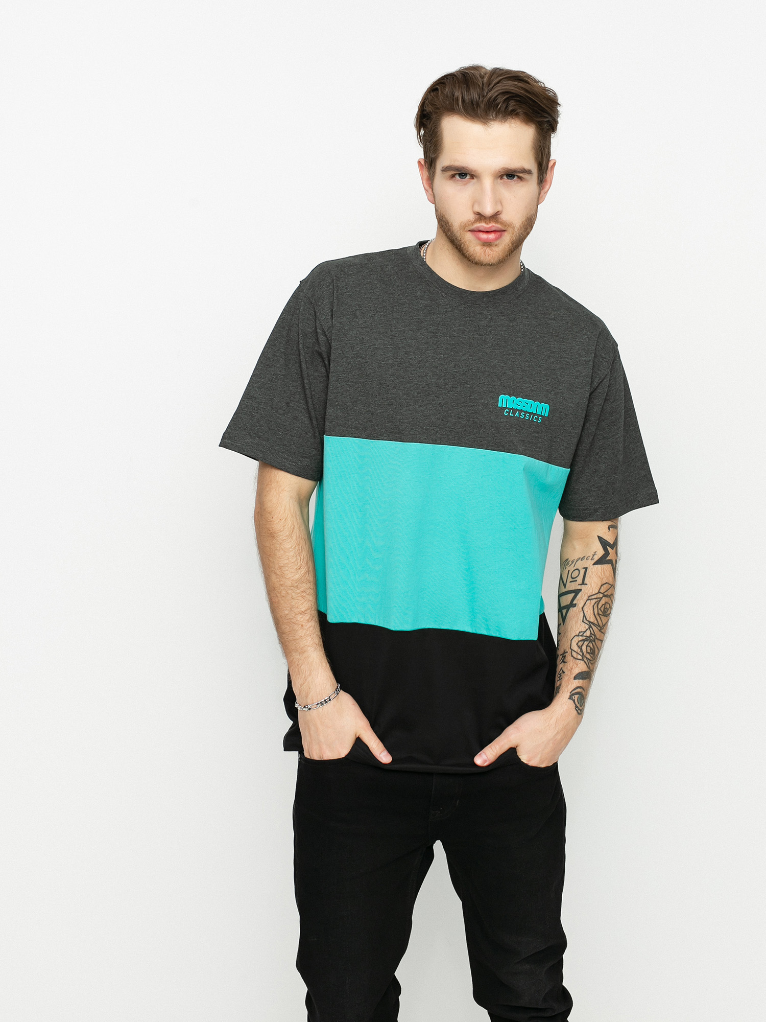 T-shirt MassDnm Zone (dk heather/turquoise/black)