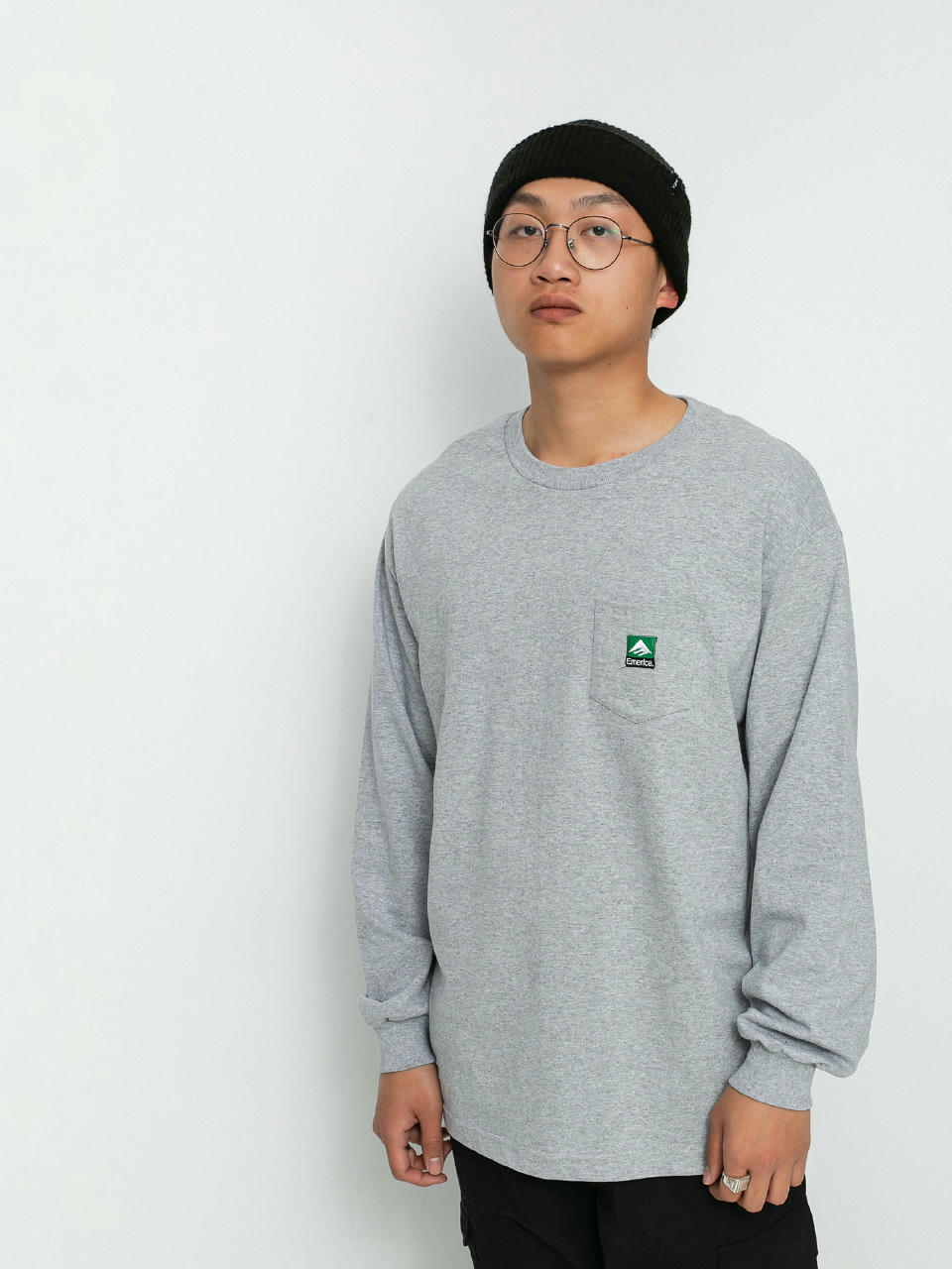 Longsleeve Emerica Logo Pocket (grey/heather)