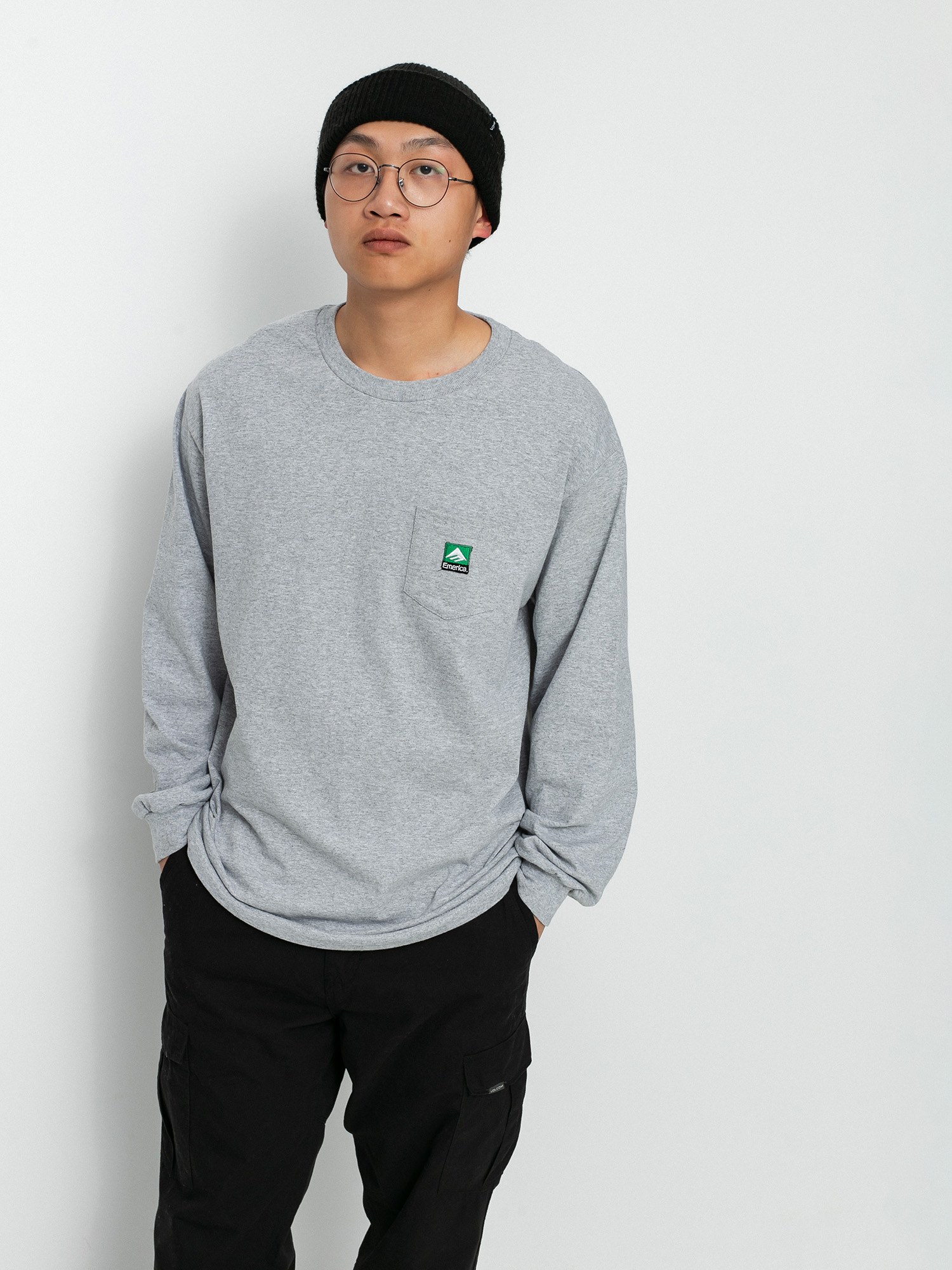 Longsleeve Emerica Logo Pocket (grey/heather)