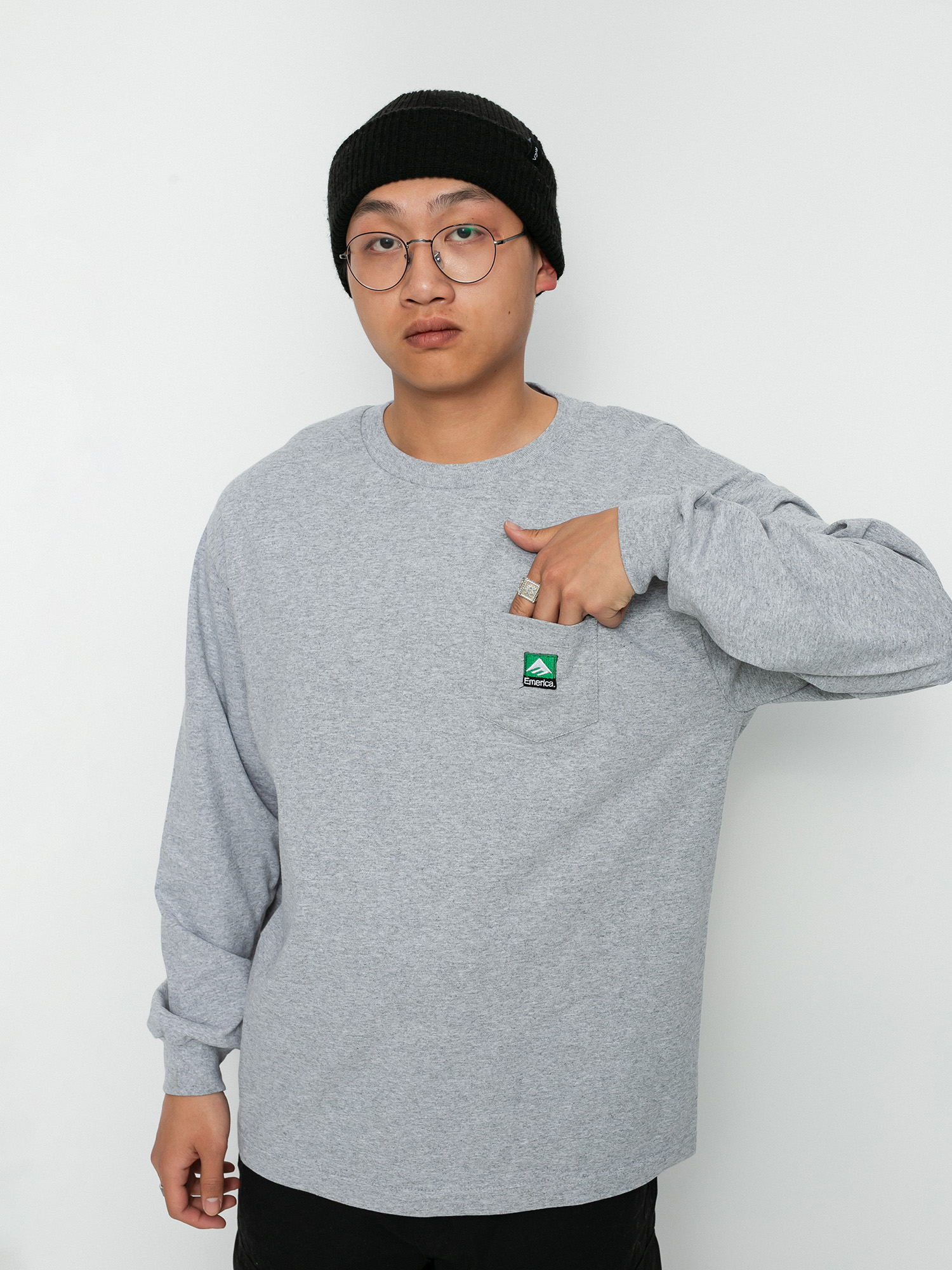 Longsleeve Emerica Logo Pocket (grey/heather)