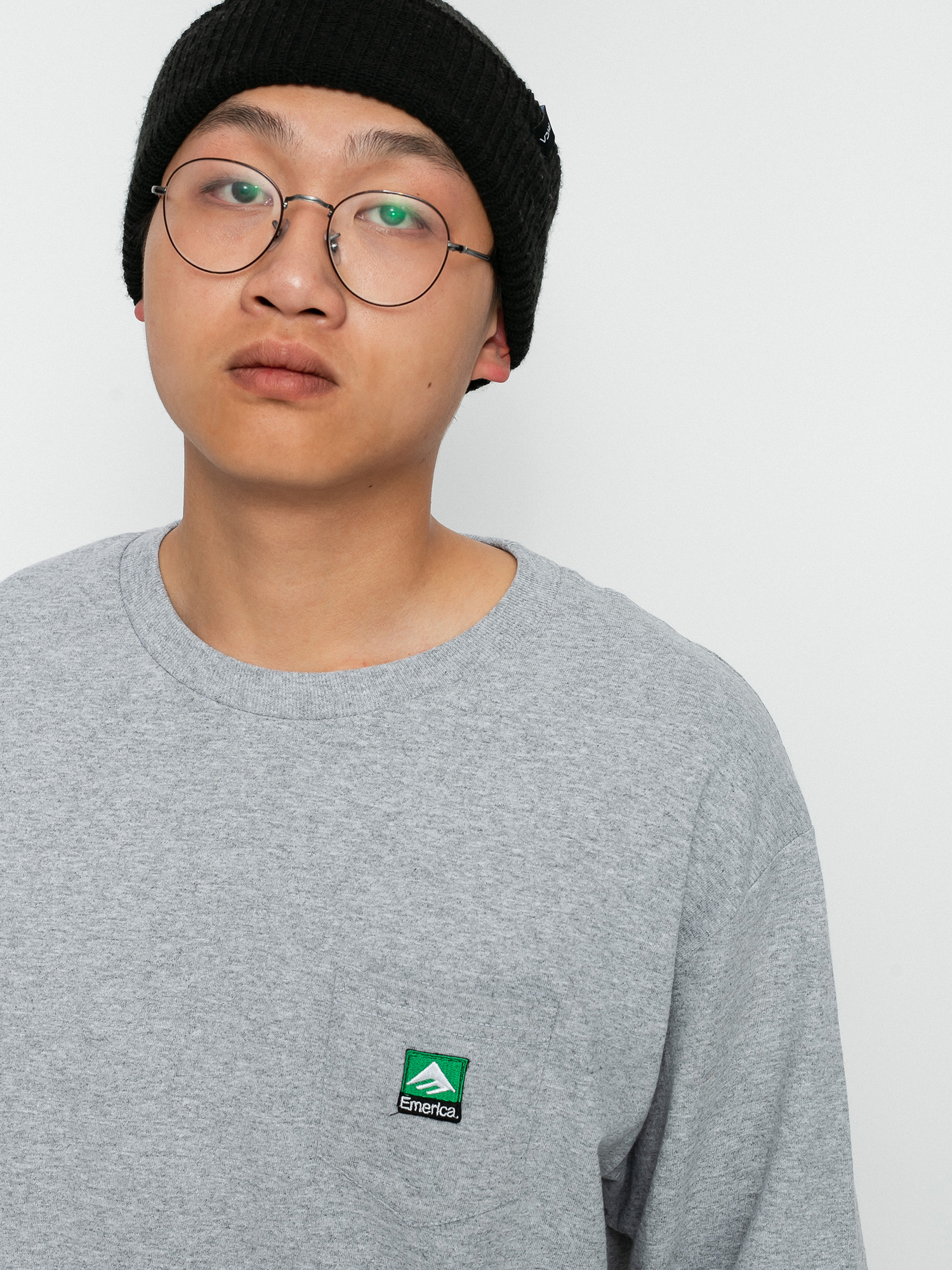 Longsleeve Emerica Logo Pocket (grey/heather)