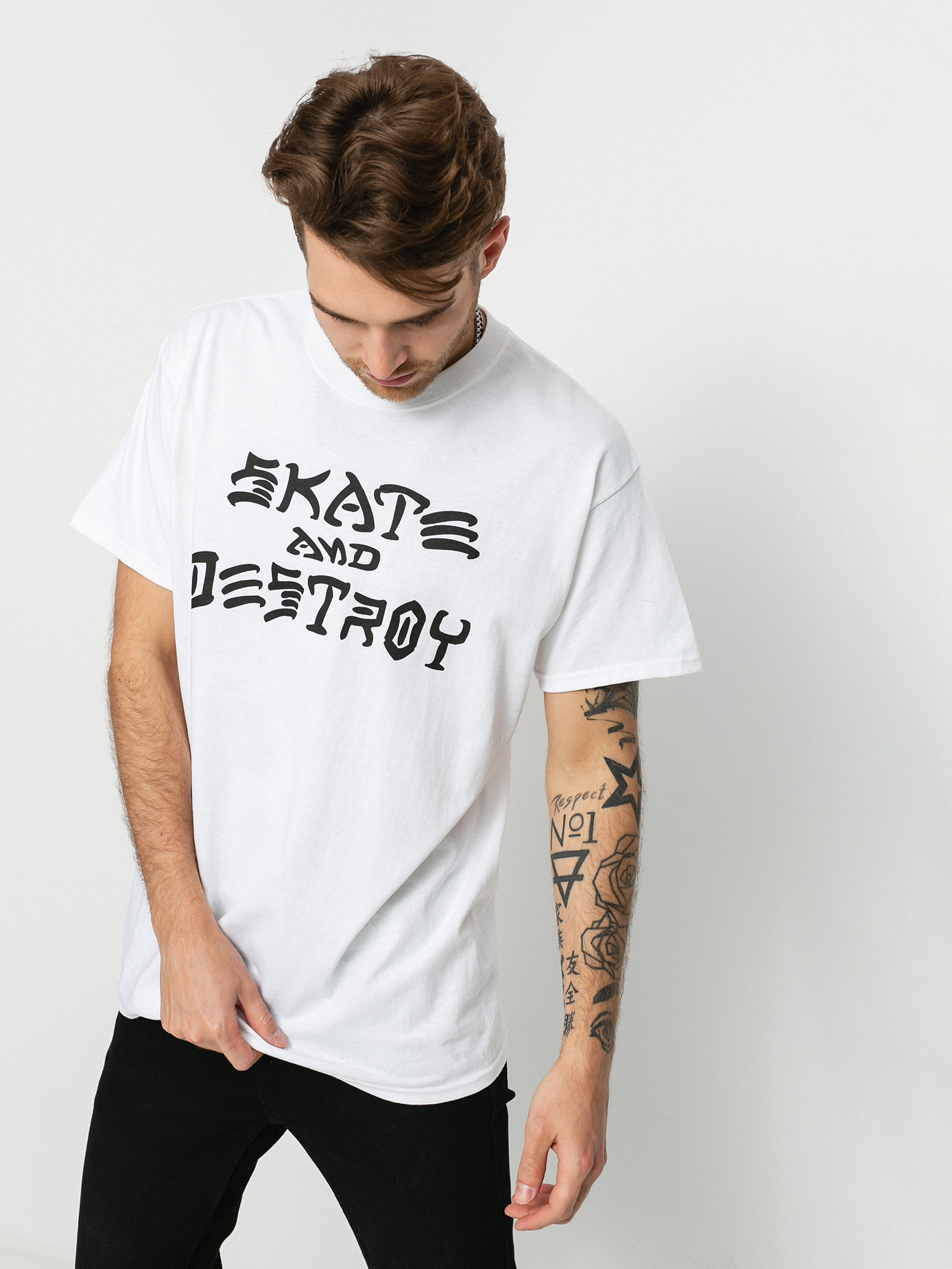 T-shirt Thrasher Skate And Destroy (white)