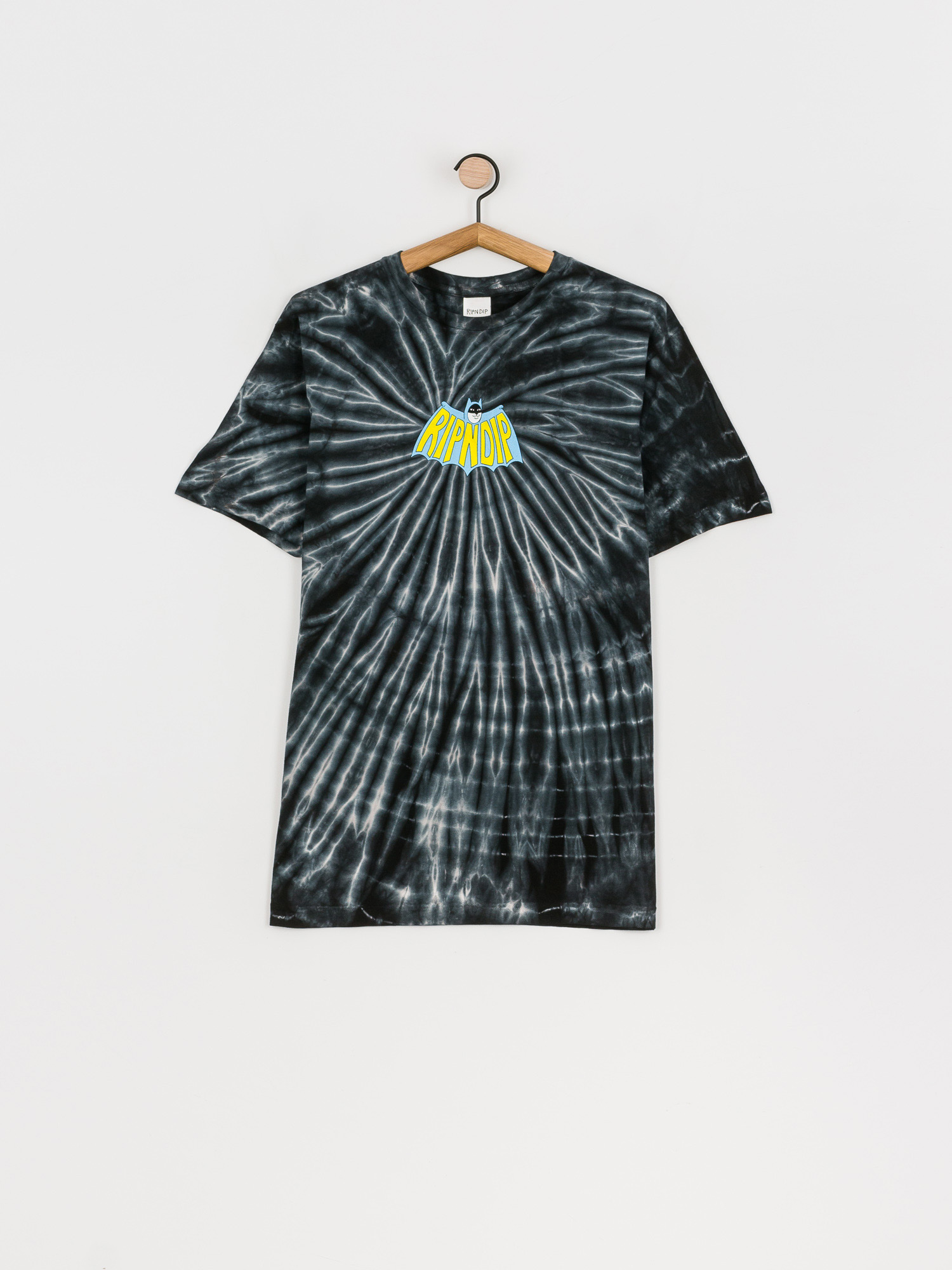 T-shirt RipNDip Catman (black spiral tie dye)
