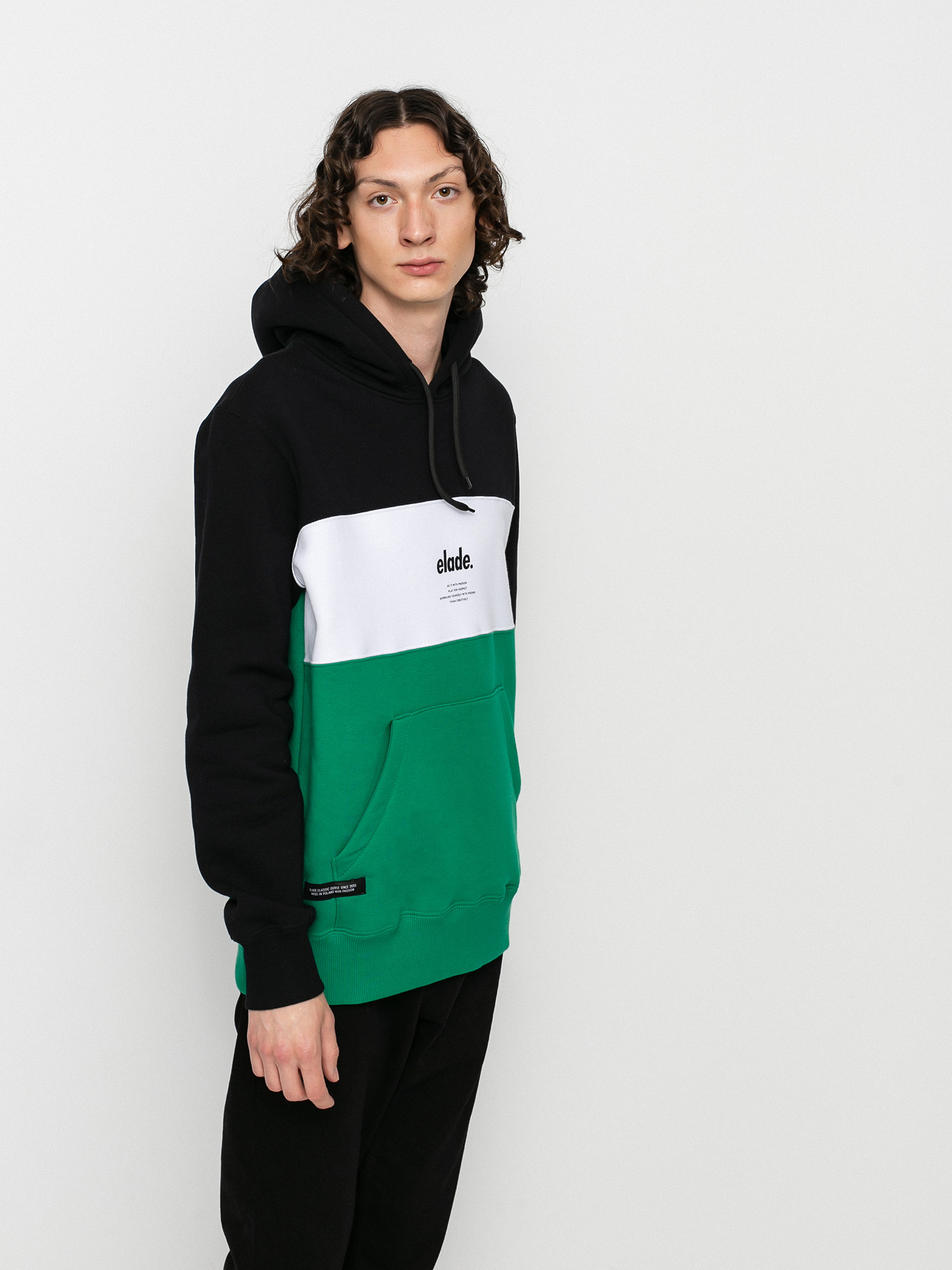 Bluza z kapturem Elade Colour Block HD (black/white/green)