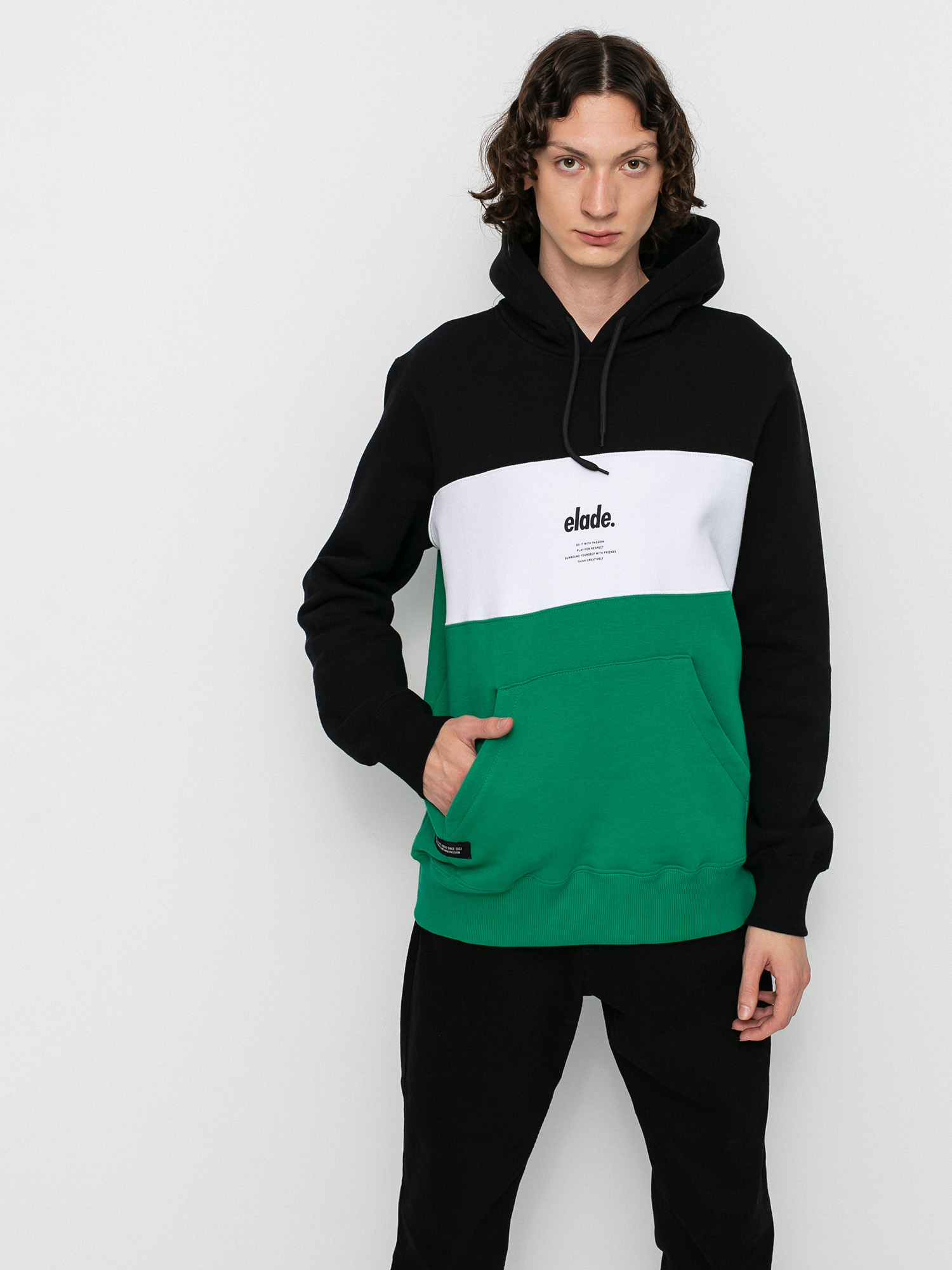 Bluza z kapturem Elade Colour Block HD (black/white/green)