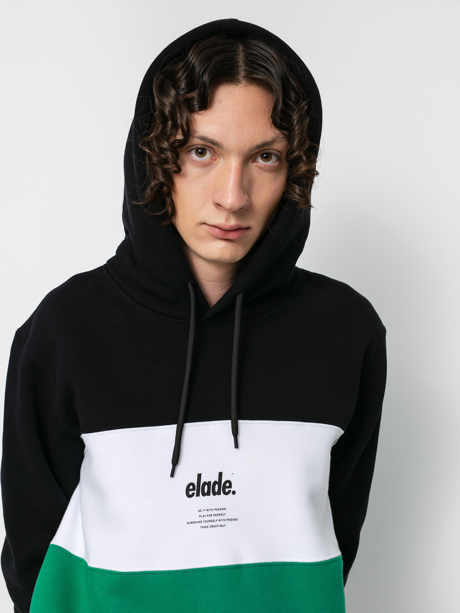 Bluza z kapturem Elade Colour Block HD (black/white/green)