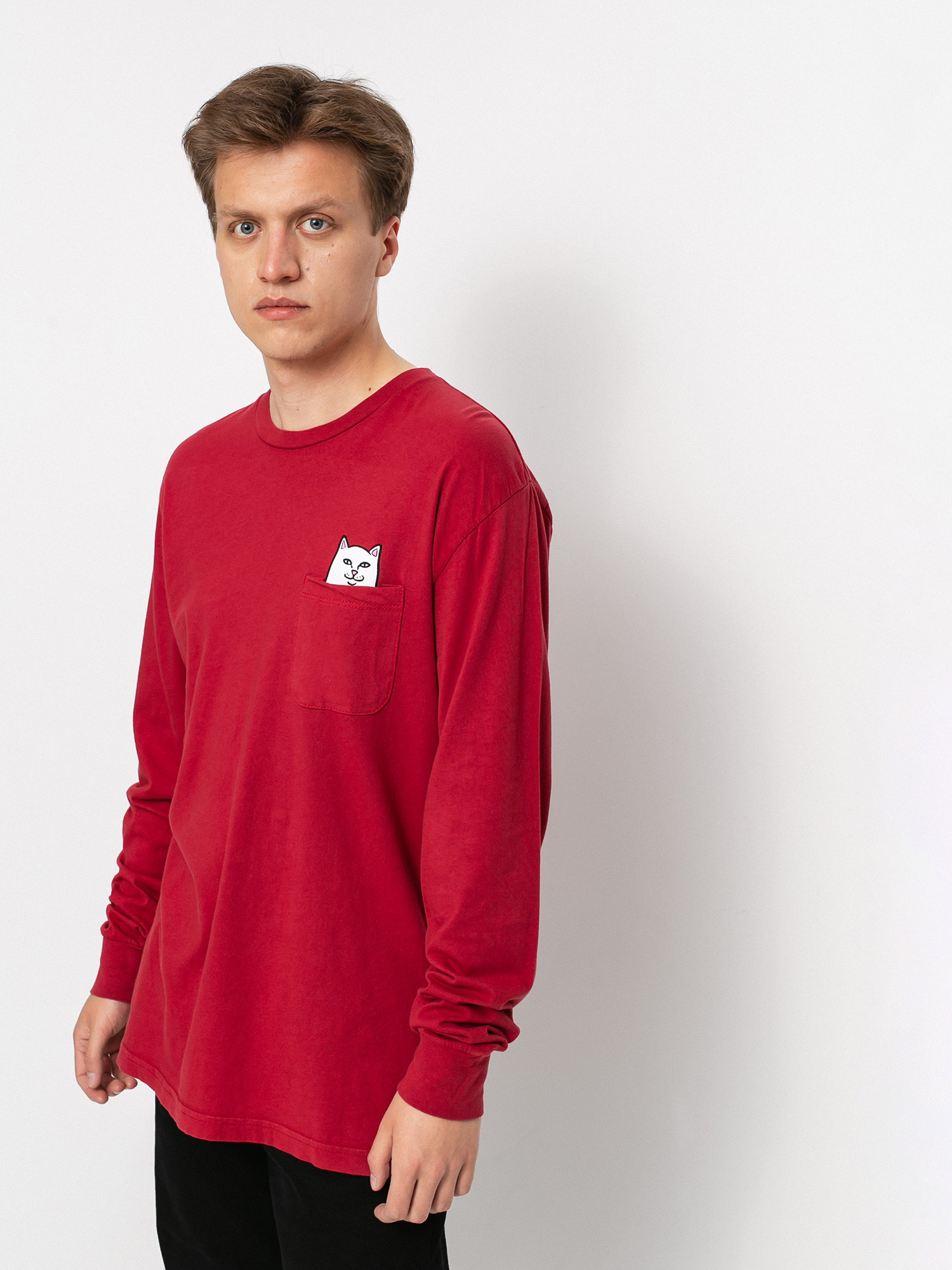 Longsleeve RipNDip Lord Nermal Pocket (burgundy)