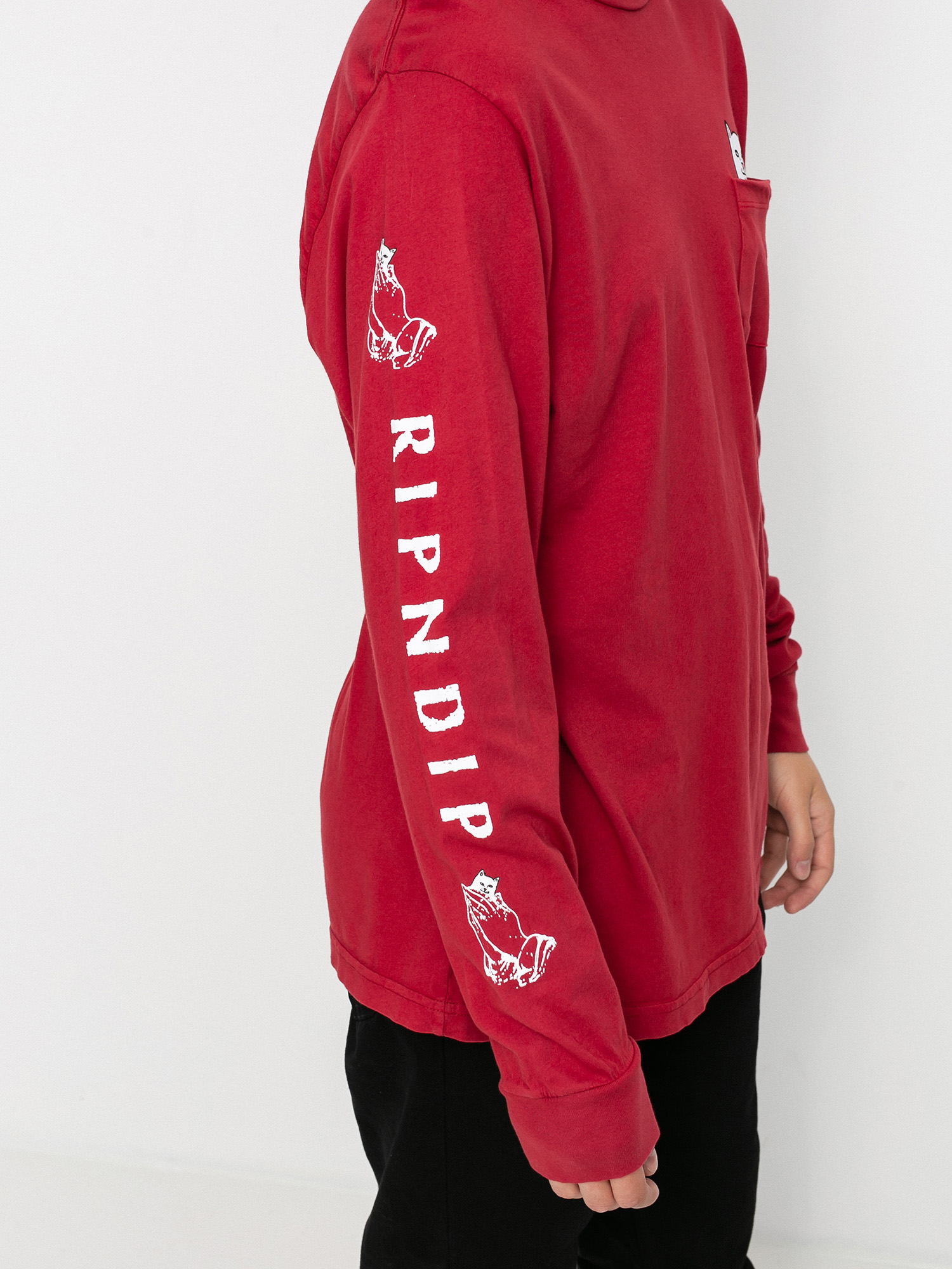 Longsleeve RipNDip Lord Nermal Pocket (burgundy)