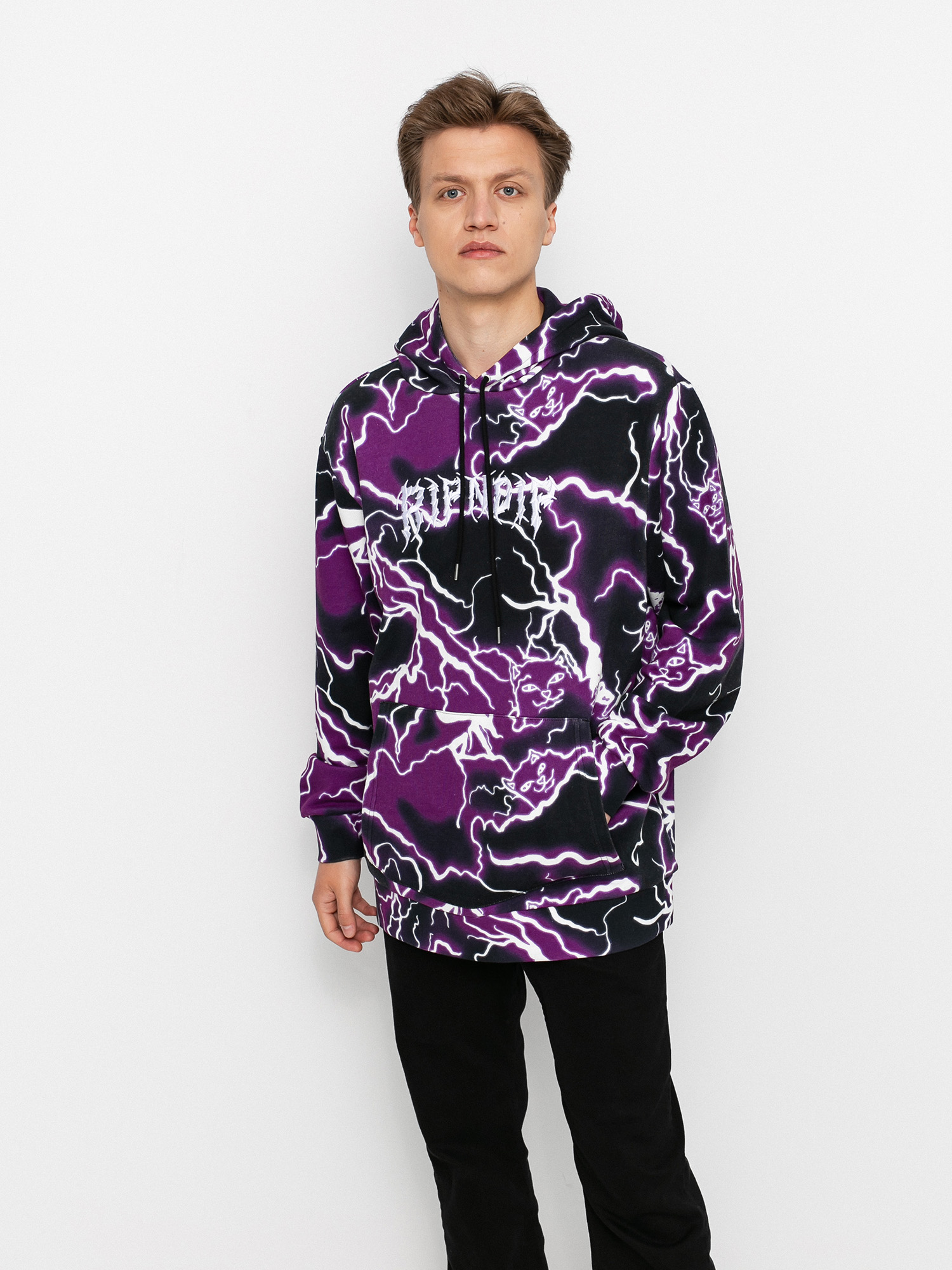 Bluza z kapturem RipNDip Nikola HD (black/purple)