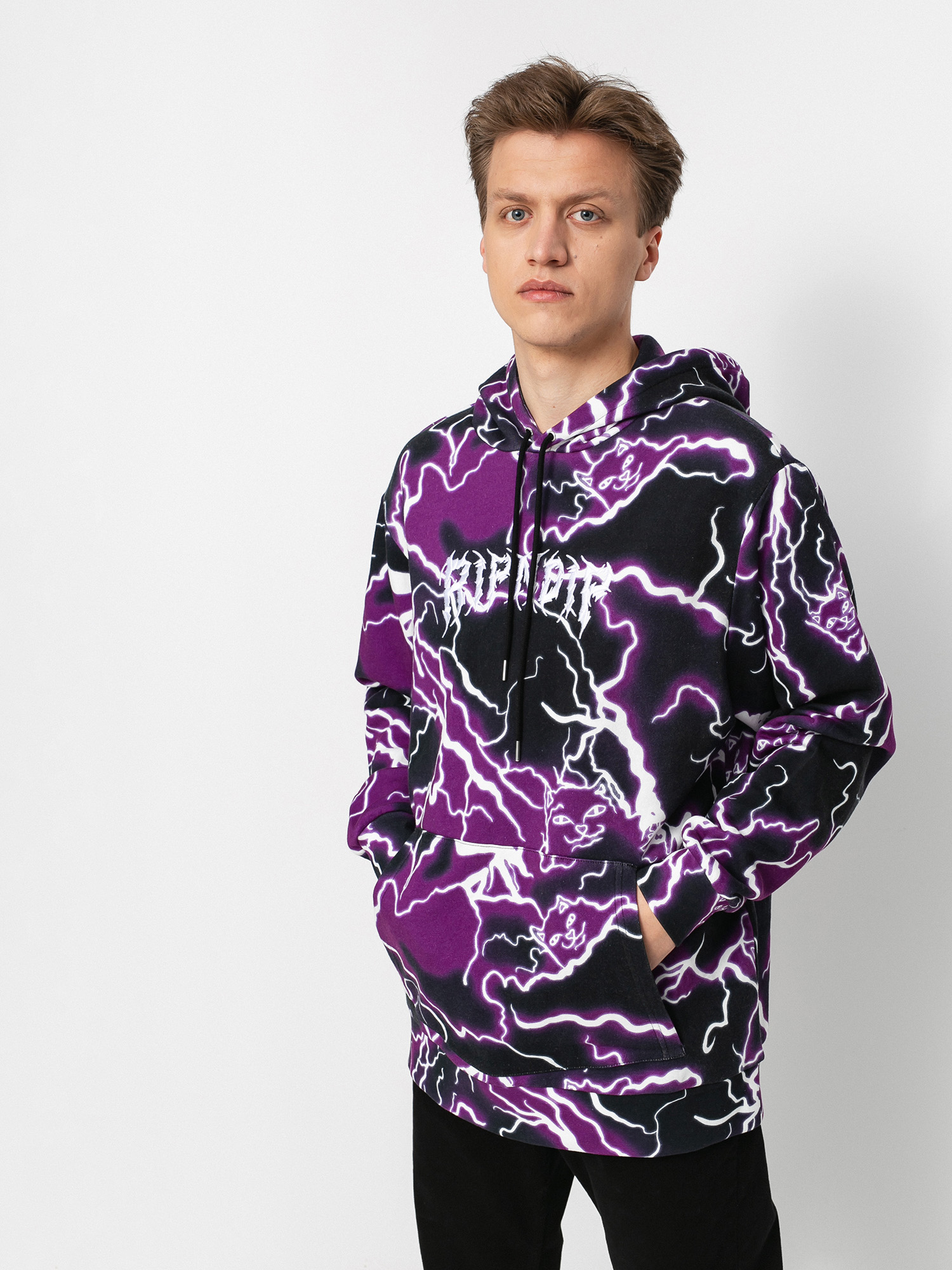 Bluza z kapturem RipNDip Nikola HD (black/purple)