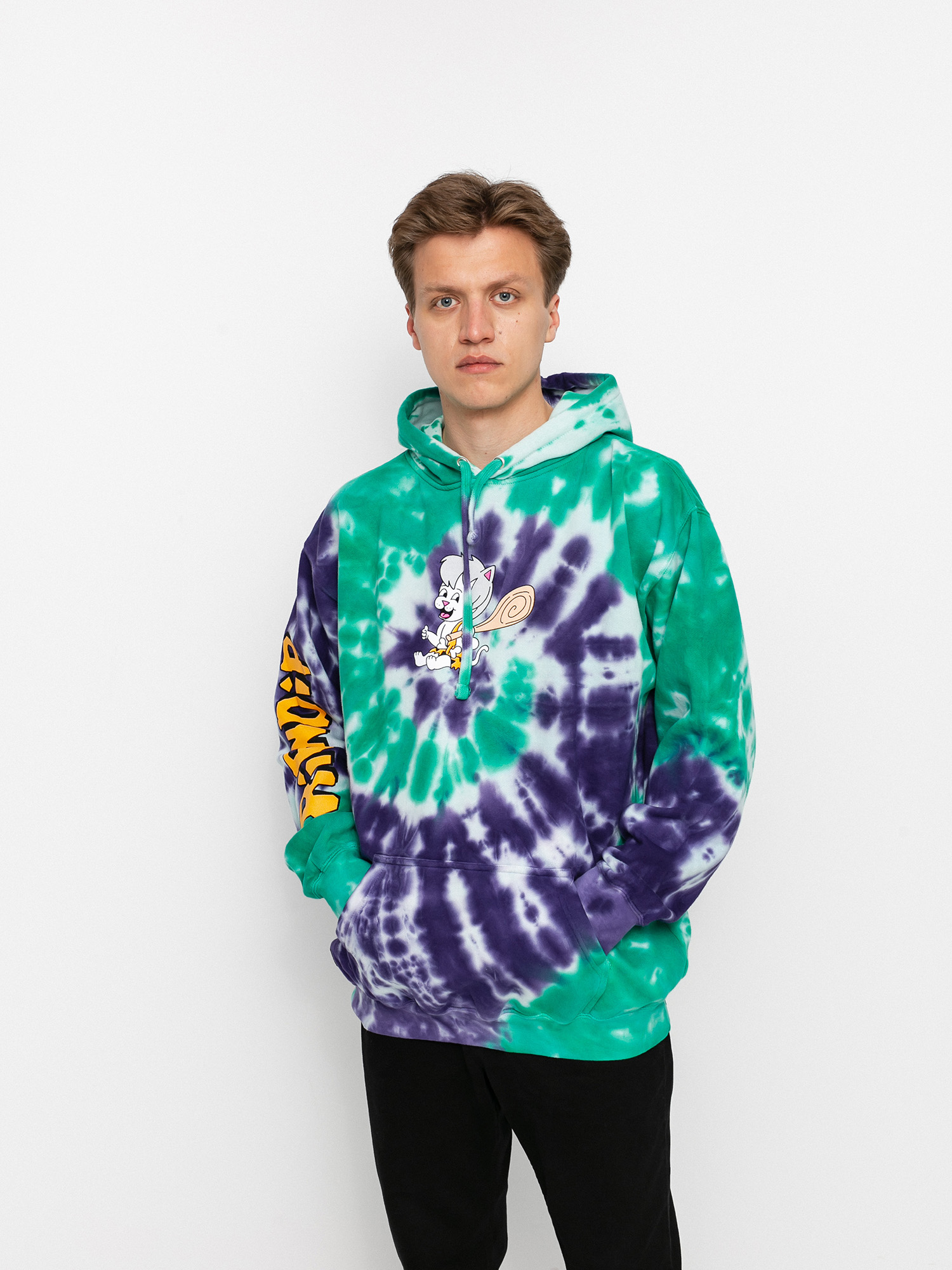 Bluza z kapturem RipNDip Ripnstone HD (purple & teal spiral dye)