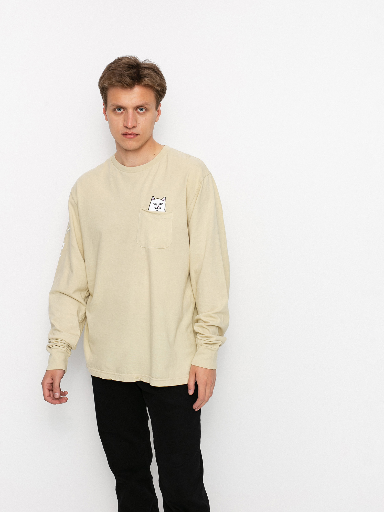 Longsleeve RipNDip Lord Nermal Pocket (tan)