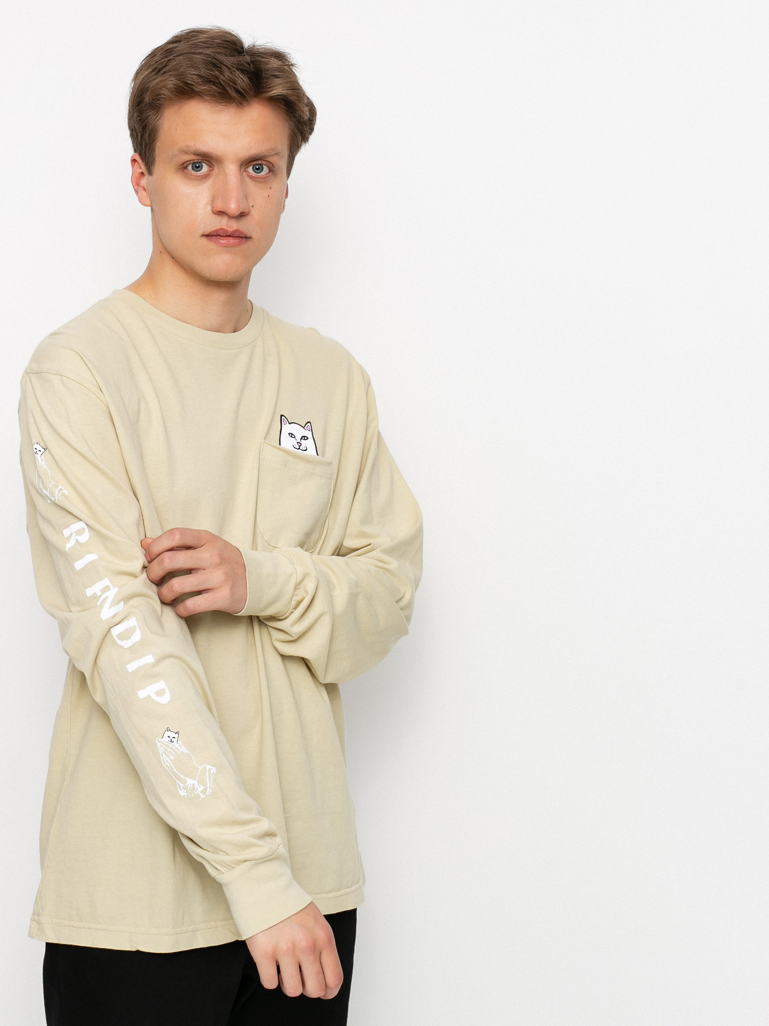 Longsleeve RipNDip Lord Nermal Pocket (tan)