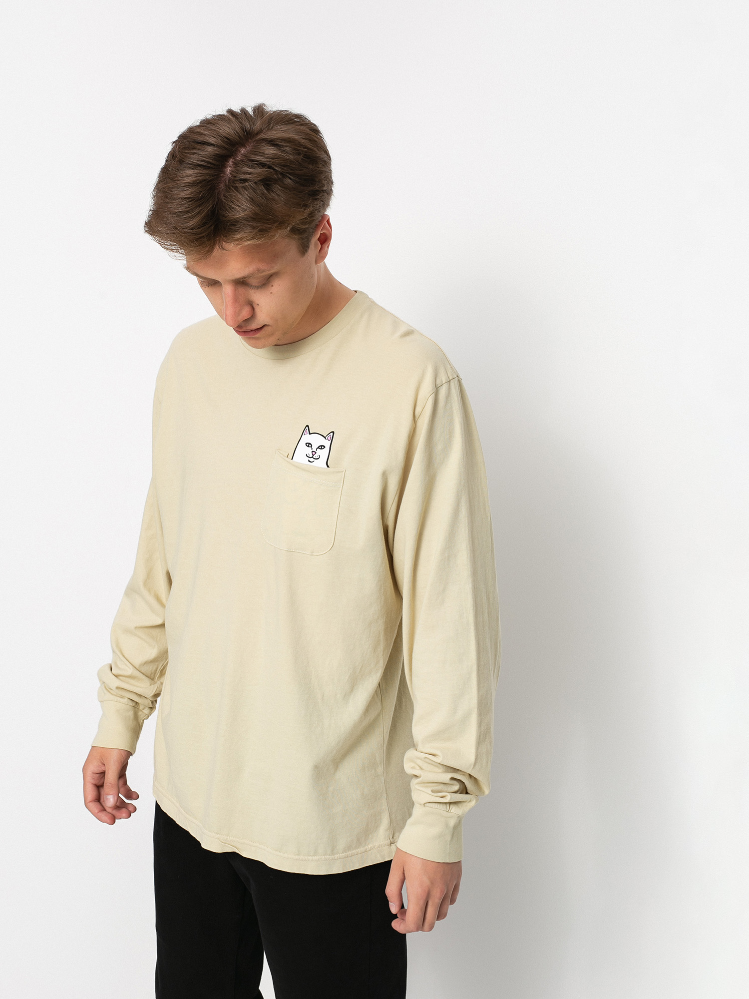 Longsleeve RipNDip Lord Nermal Pocket (tan)