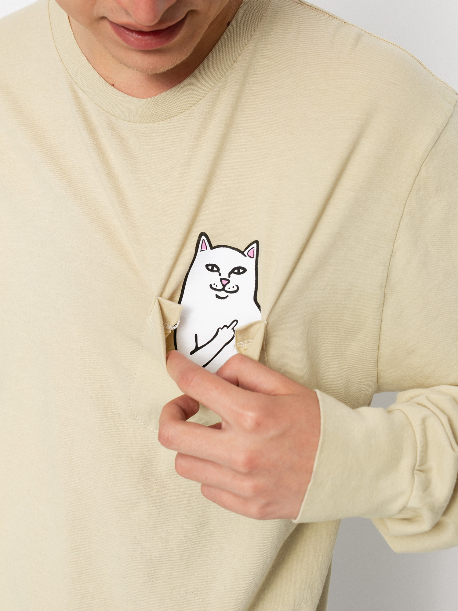 Longsleeve RipNDip Lord Nermal Pocket (tan)