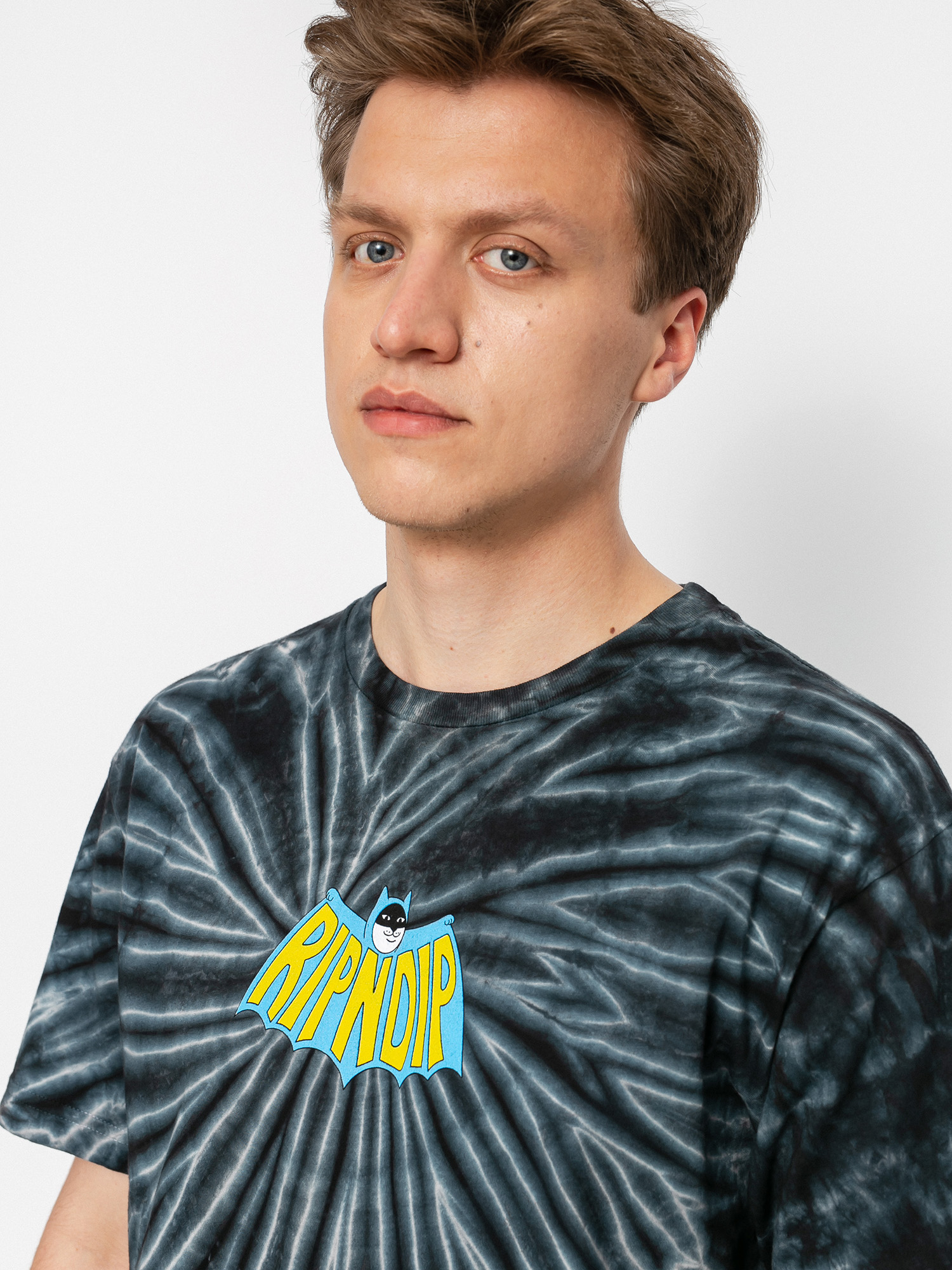 T-shirt RipNDip Catman (black spiral tie dye)