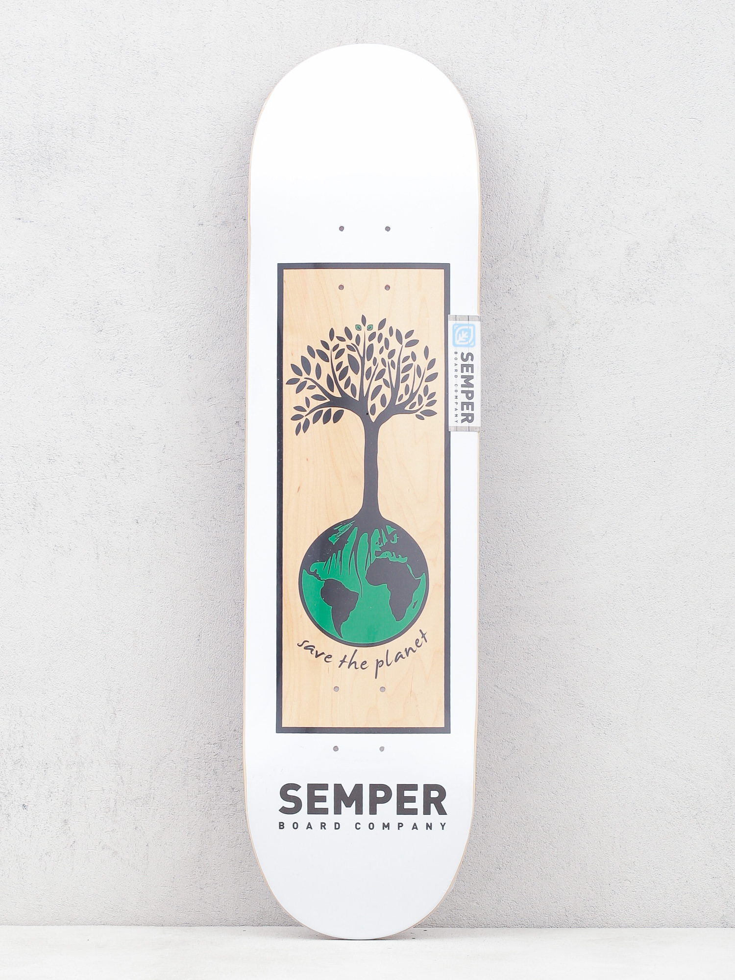 Deck Semper Skateboards Planet Green (white)
