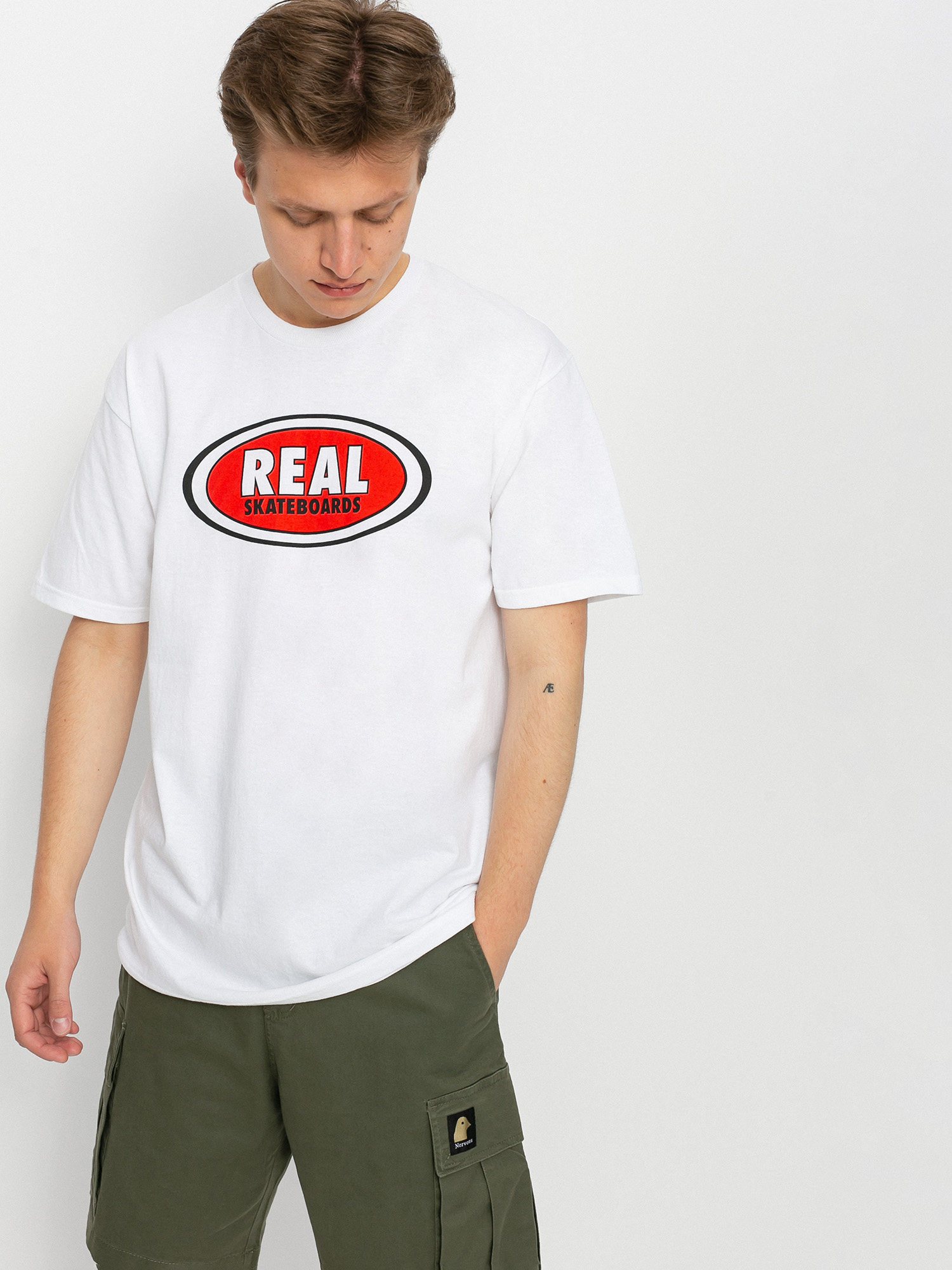 T-shirt Real Oval (white w red/black)