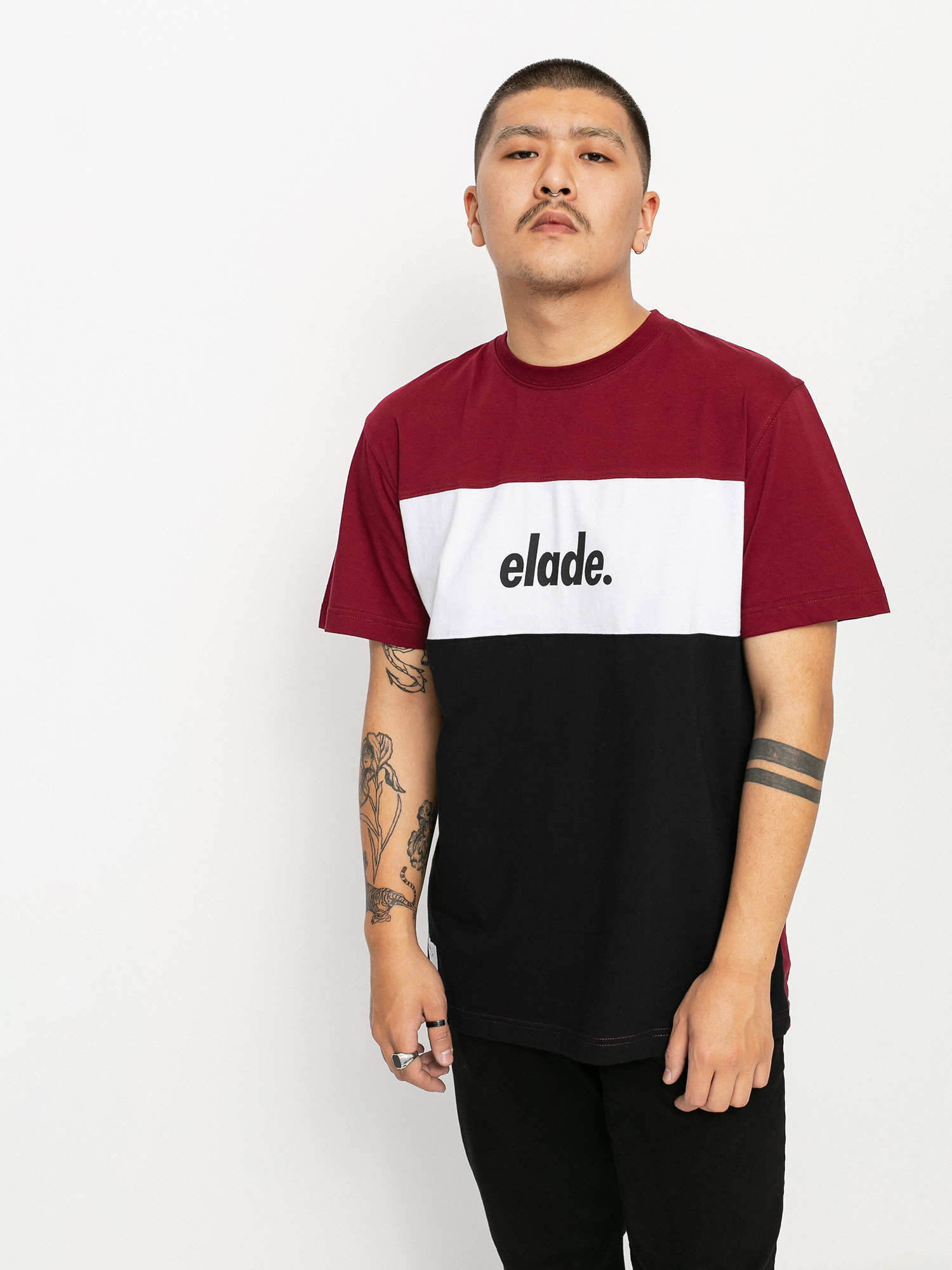 T-shirt Elade Colour Block 2 (maroon/white/black)