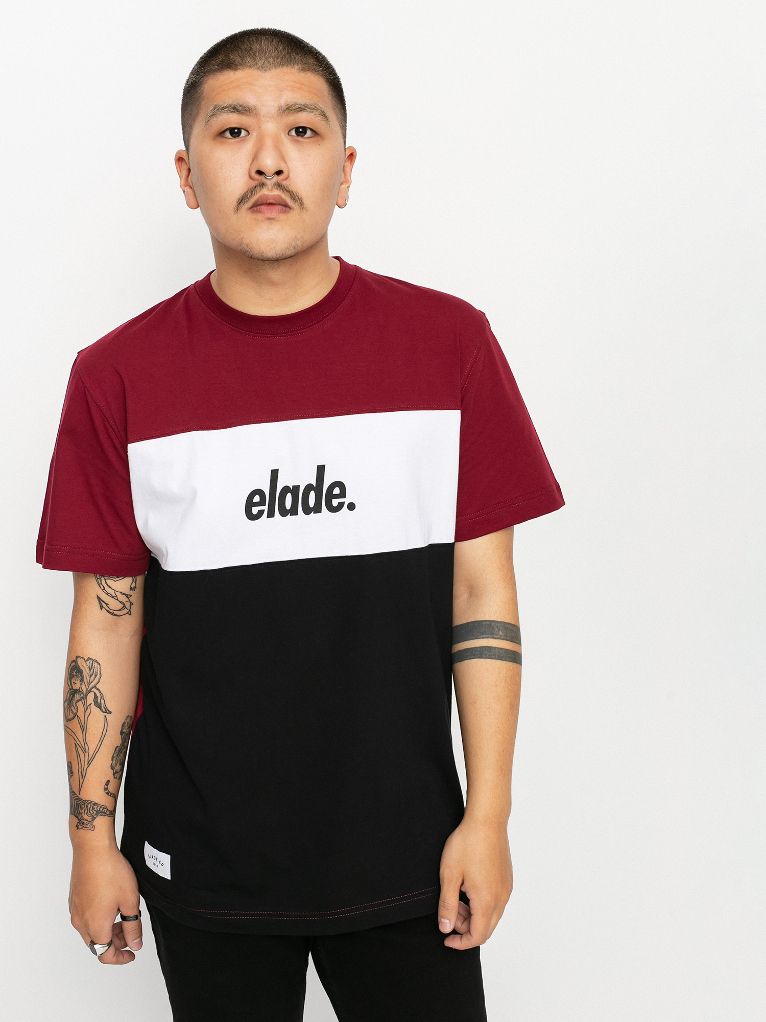 T-shirt Elade Colour Block 2 (maroon/white/black)