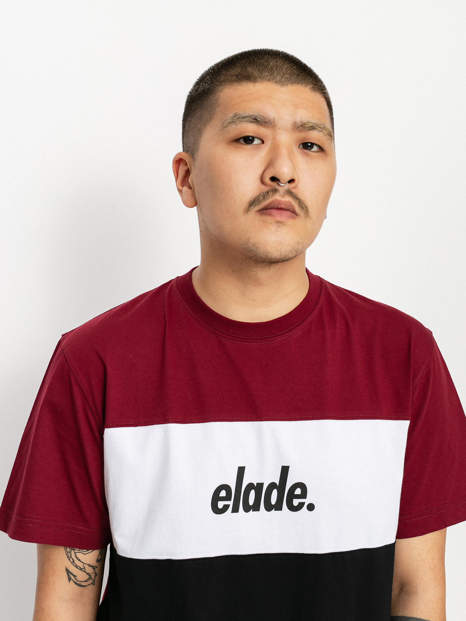 T-shirt Elade Colour Block 2 (maroon/white/black)