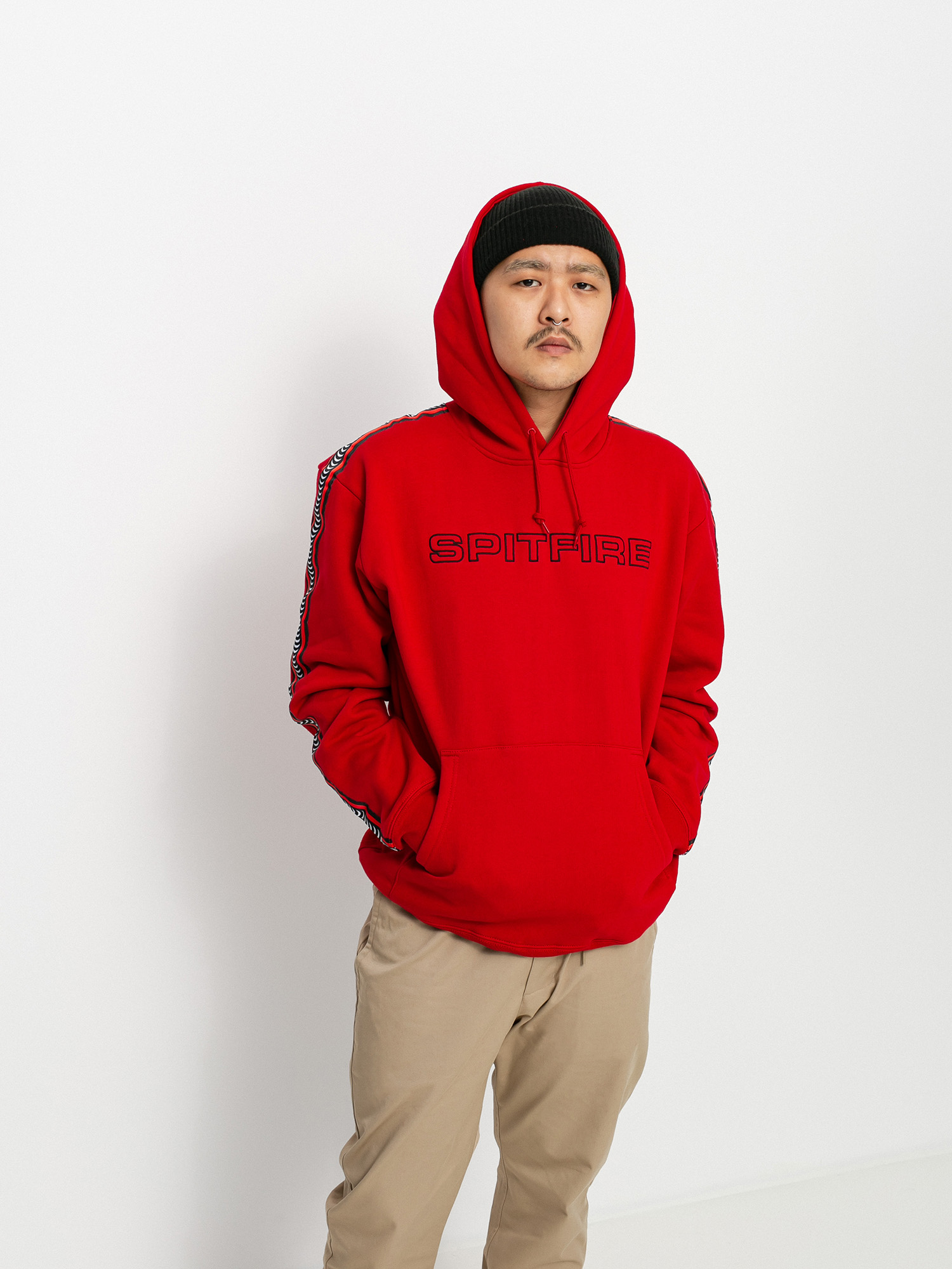 Bluza z kapturem Spitfire Classic 87 Swirl Stripe HD (red)