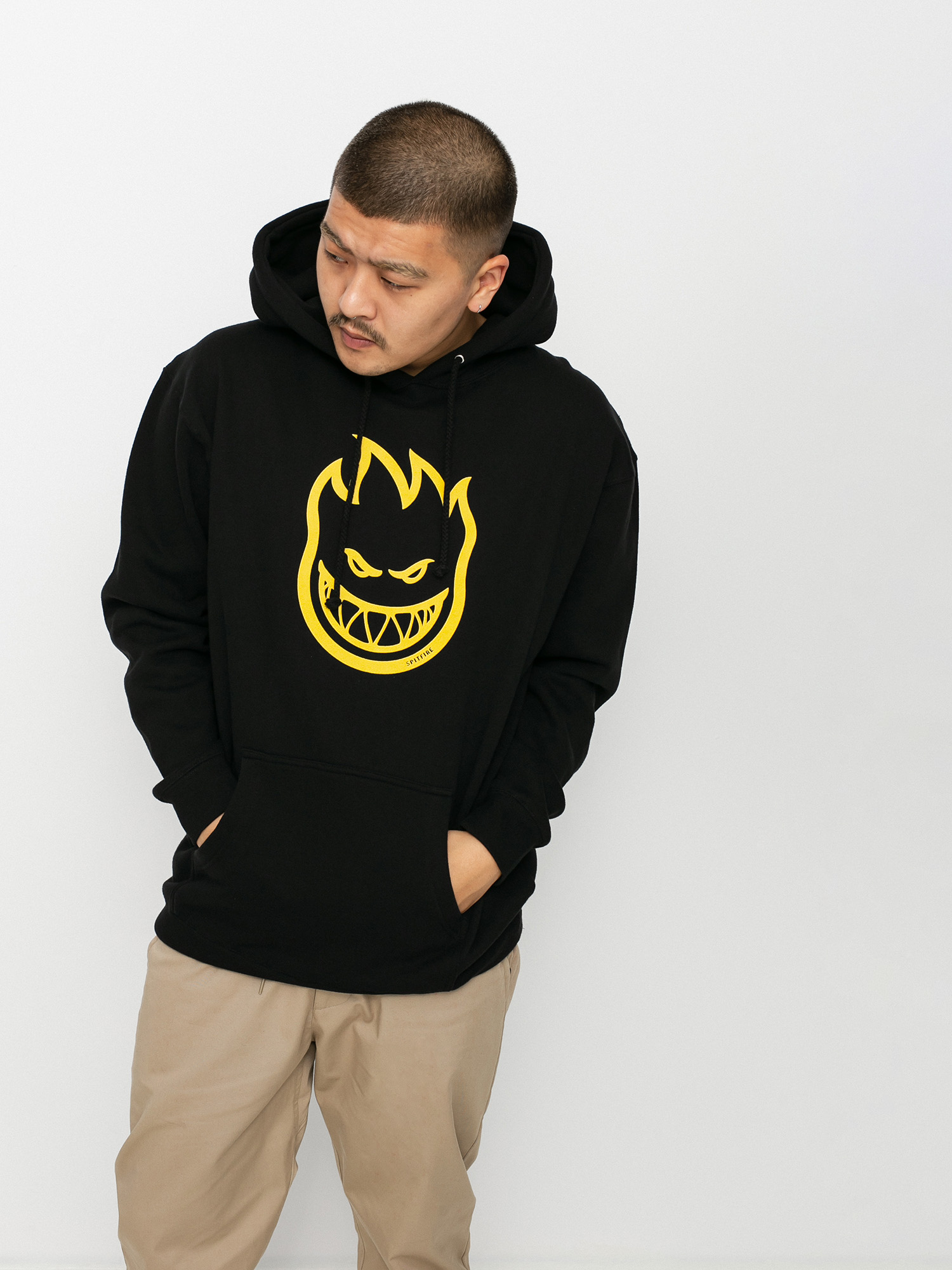 Bluza z kapturem Spitfire Big Head HD (black/yellow)
