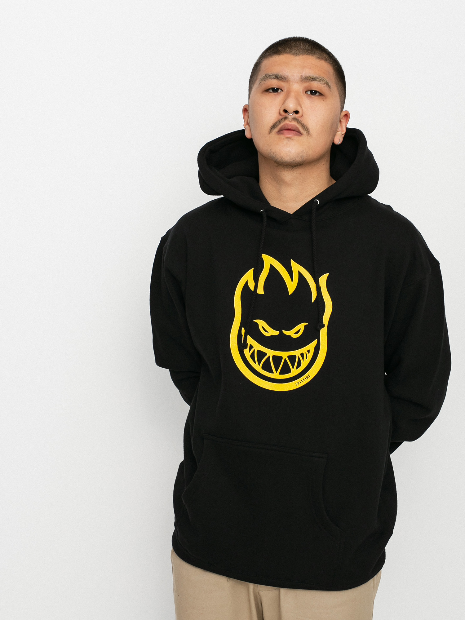 Bluza z kapturem Spitfire Big Head HD (black/yellow)