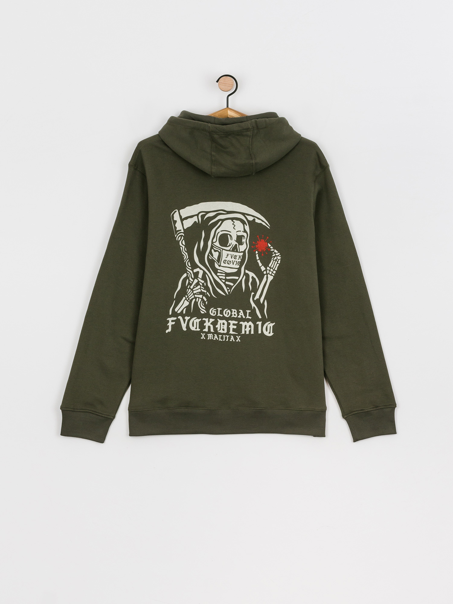 Bluza z kapturem Malita Fckcovid HD (olive)