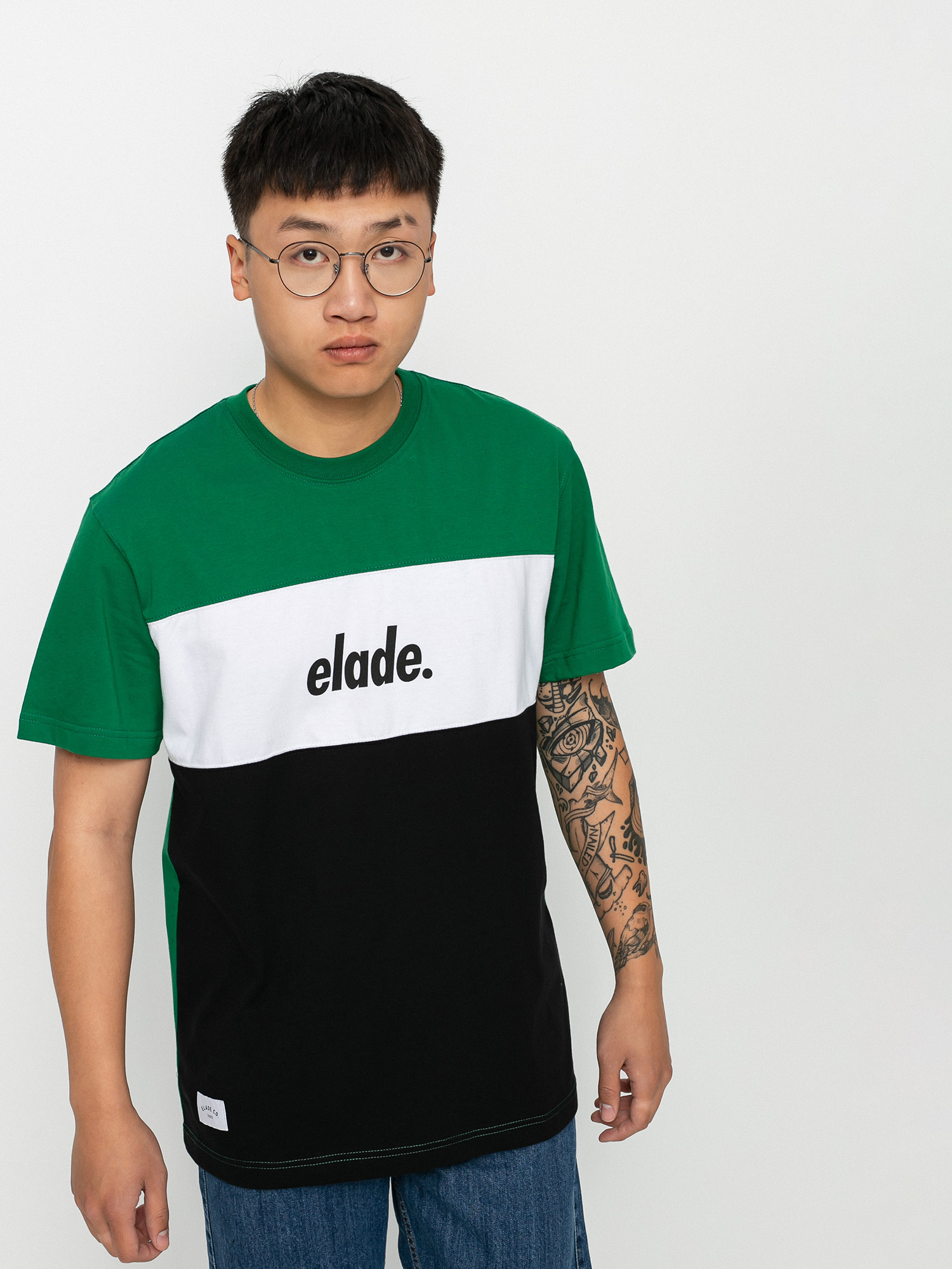 T-shirt Elade Colour Block 2 (green/white/black)