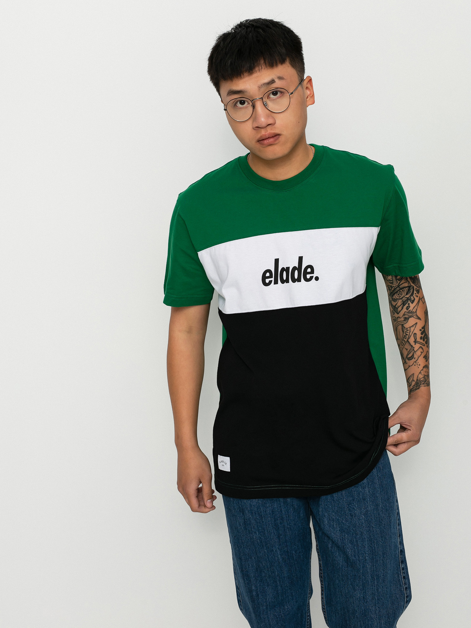 T-shirt Elade Colour Block 2 (green/white/black)
