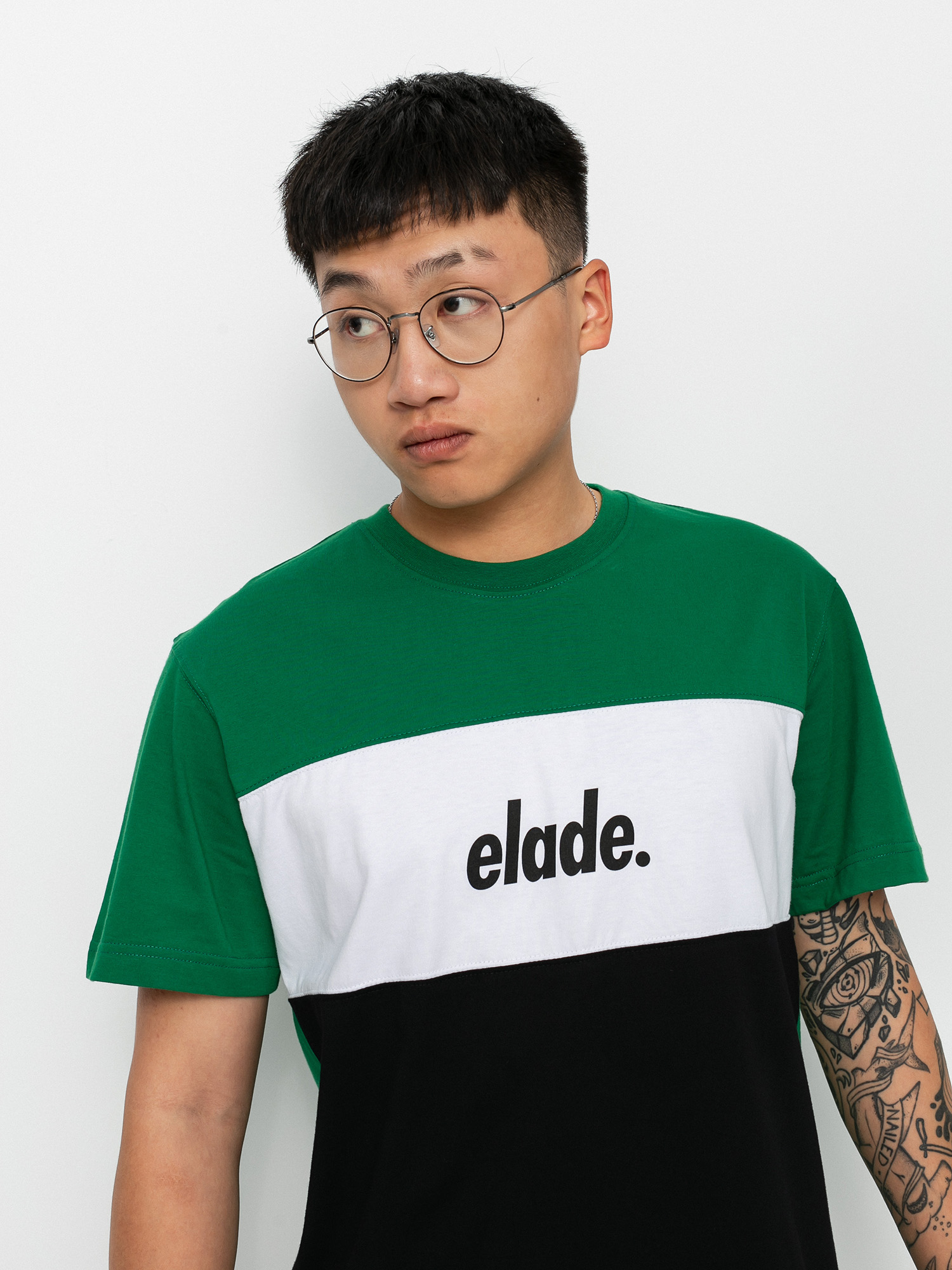 T-shirt Elade Colour Block 2 (green/white/black)