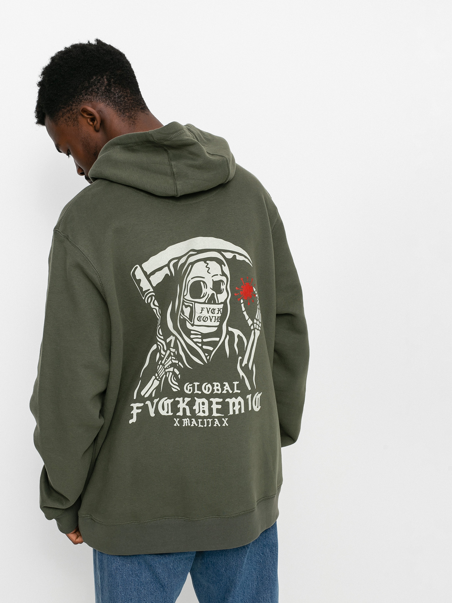 Bluza z kapturem Malita Fckcovid HD (olive)