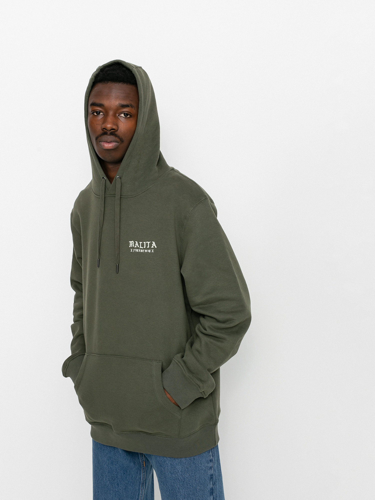 Bluza z kapturem Malita Fckcovid HD (olive)